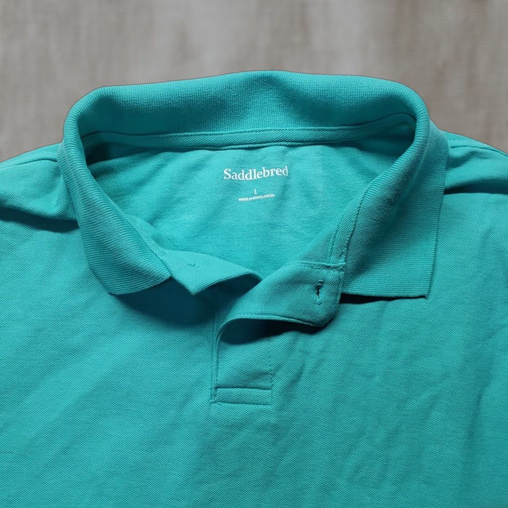 Vintage Saddlebred Polo Shirt Solid Light Blue Blue Polo Tee Shirt Short Sleeve Adult Men's L Large Size US L / EU 52-54 / 3 - 1 Thumbnail