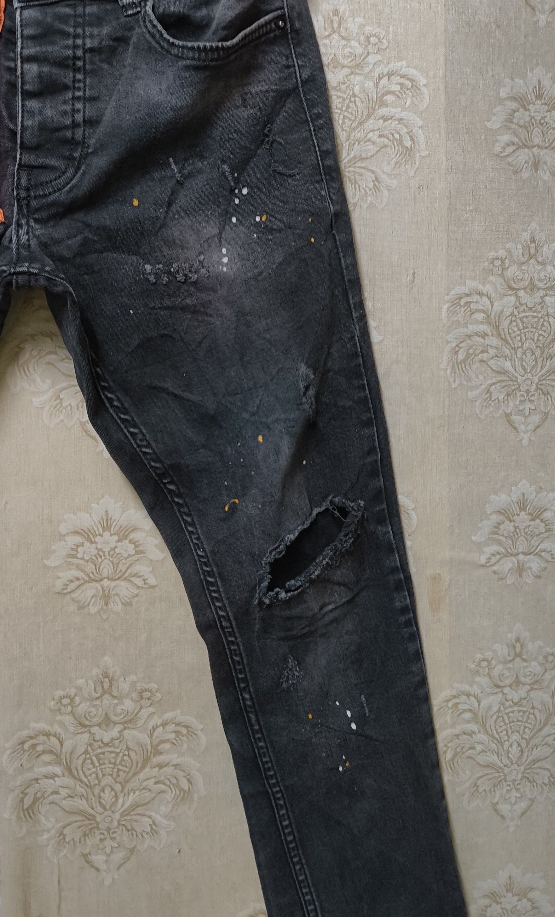 Japanese Brand BLVCK DENIM DISTRESSED ART JEANS SKINNY FIT Size US 30 / EU 46 - 5 Thumbnail