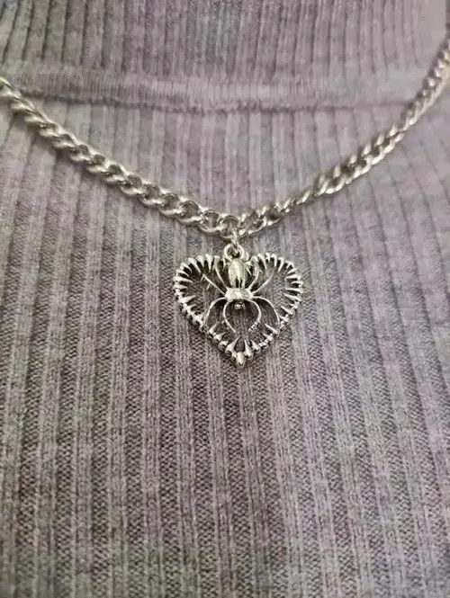 Jewelry × Vintage Spider Heart Punk Necklace Chain Choker Size ONE SIZE - 2 Thumbnail