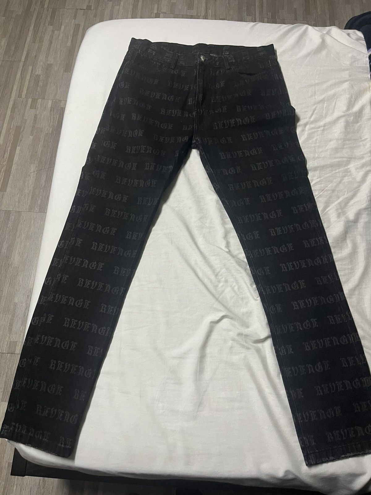 Revenge REVENGE ALLOVER LOGO DENIM PANT BLACK Size US 36 / EU 52 - 1 Thumbnail