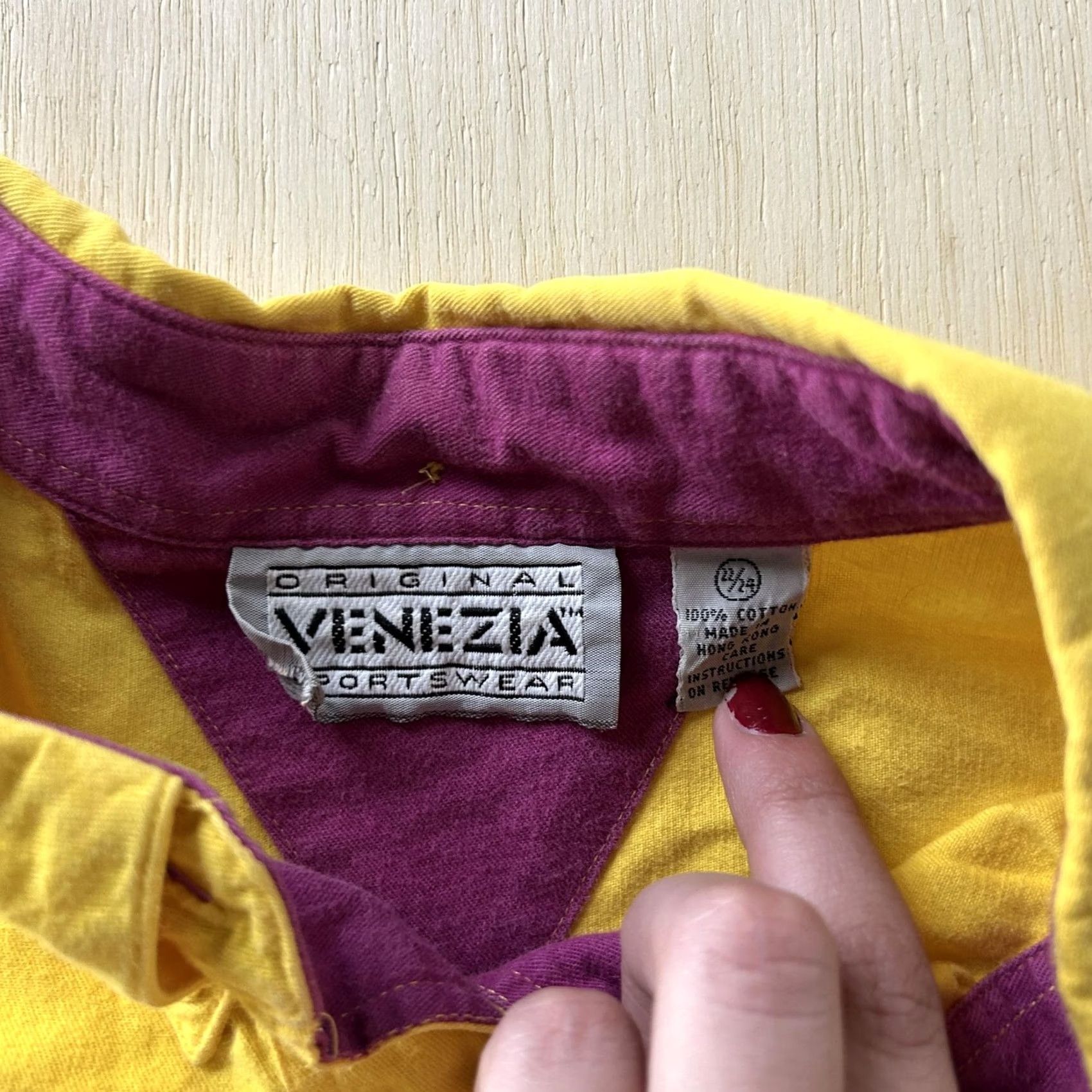 Vintage Venezia Shirt Womens 22/24 Yellow Button-Up Long Sleeve Cotton Vintage 90s Casual Womens Size 3XL / US 20-22 - 2 Thumbnail