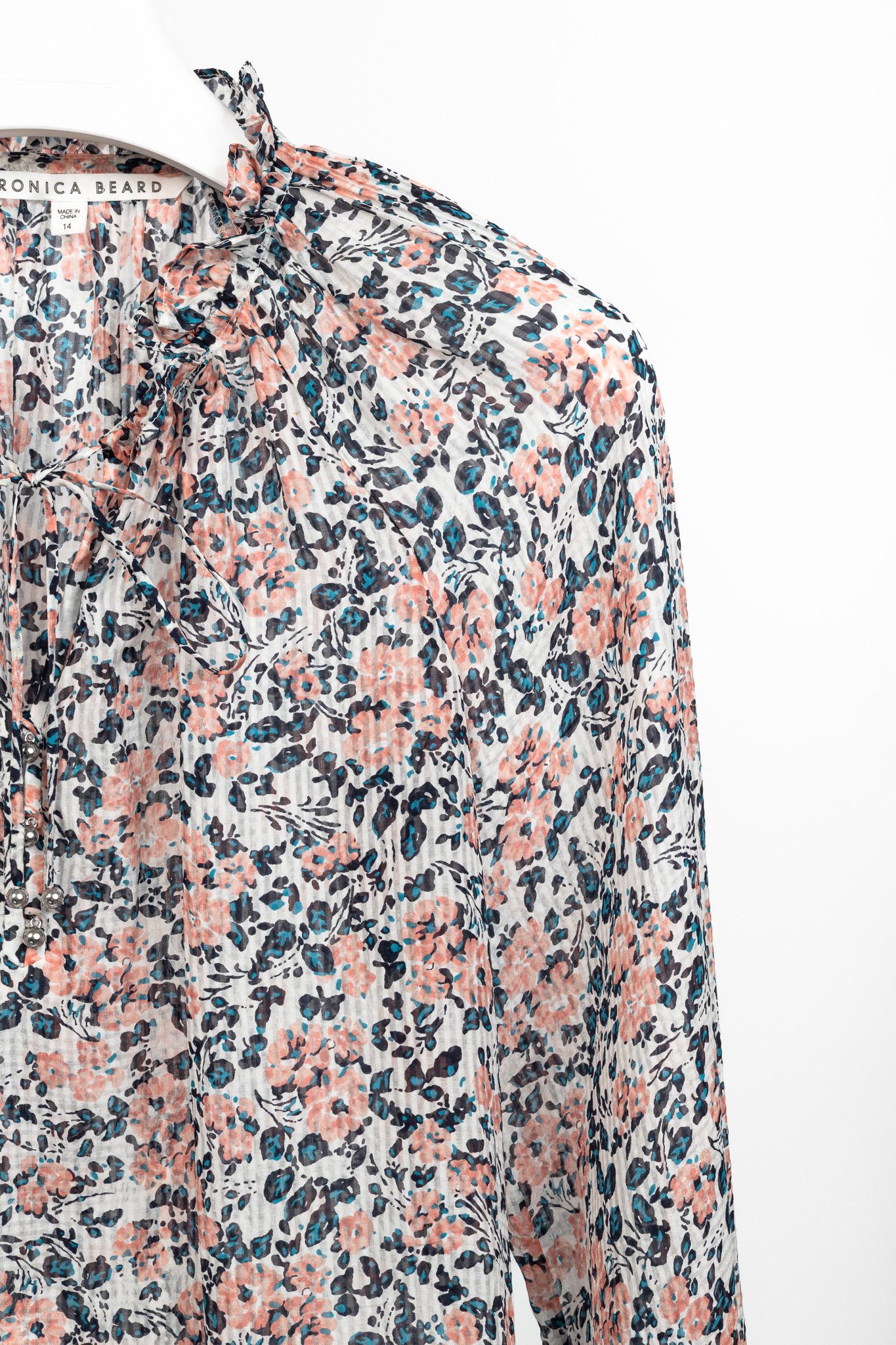 Veronica Beard Veronica Beard Antonette Floral-Print Silk Ruffled Blouse Size XL / US 12-14 / IT 48-50 - 6 Thumbnail