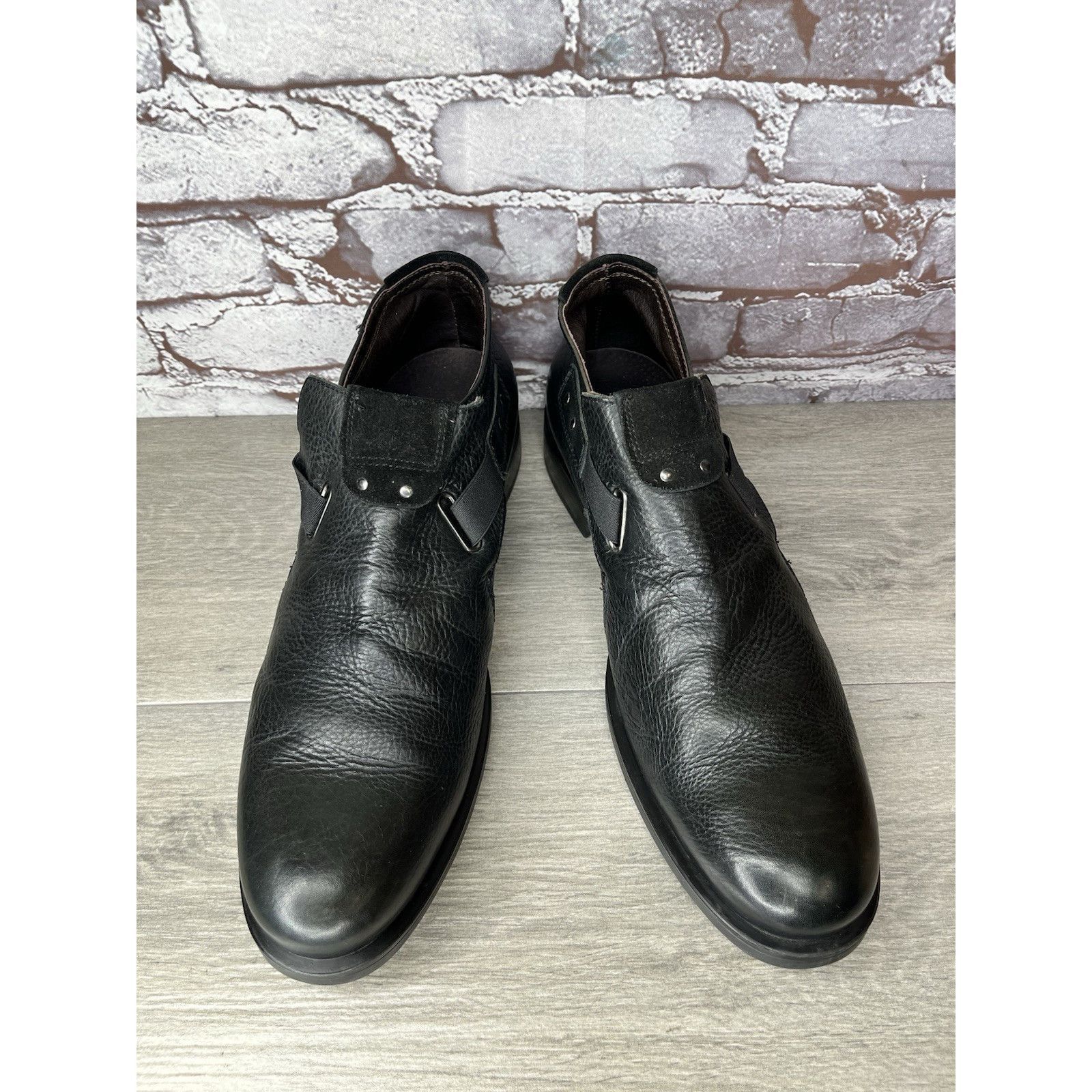 Bacco Bucci Bacco Bucci Llorente Black Genuine Leather Calfskin Side Str Size US 12 / EU 45 - 3 Thumbnail
