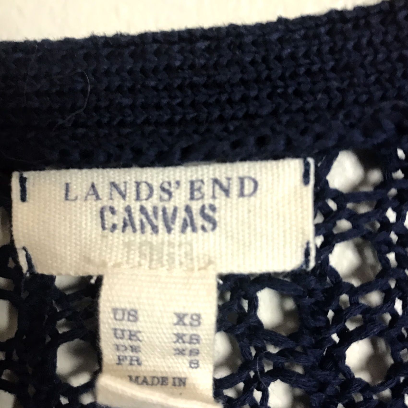 Lands' End Lands' End Canvas Cardigan Sweater Womens XS Navy Blue Open Knit 5-Button 100% Cotton Size XS / US 0-2 / IT 36-38 - 2 Thumbnail
