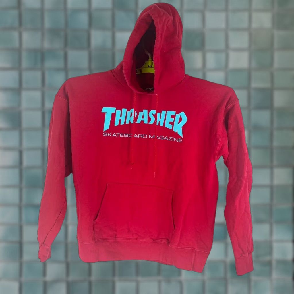 Thrasher Thrasher Hooded Sweatshirt Skateboard Magazine Red Adult M Size Men Hoodie Pullover Graphic Print Logo High Neck Long Sleeve Cotton Polyester Fleece Size US M / EU 48-50 / 2 - 1 Thumbnail