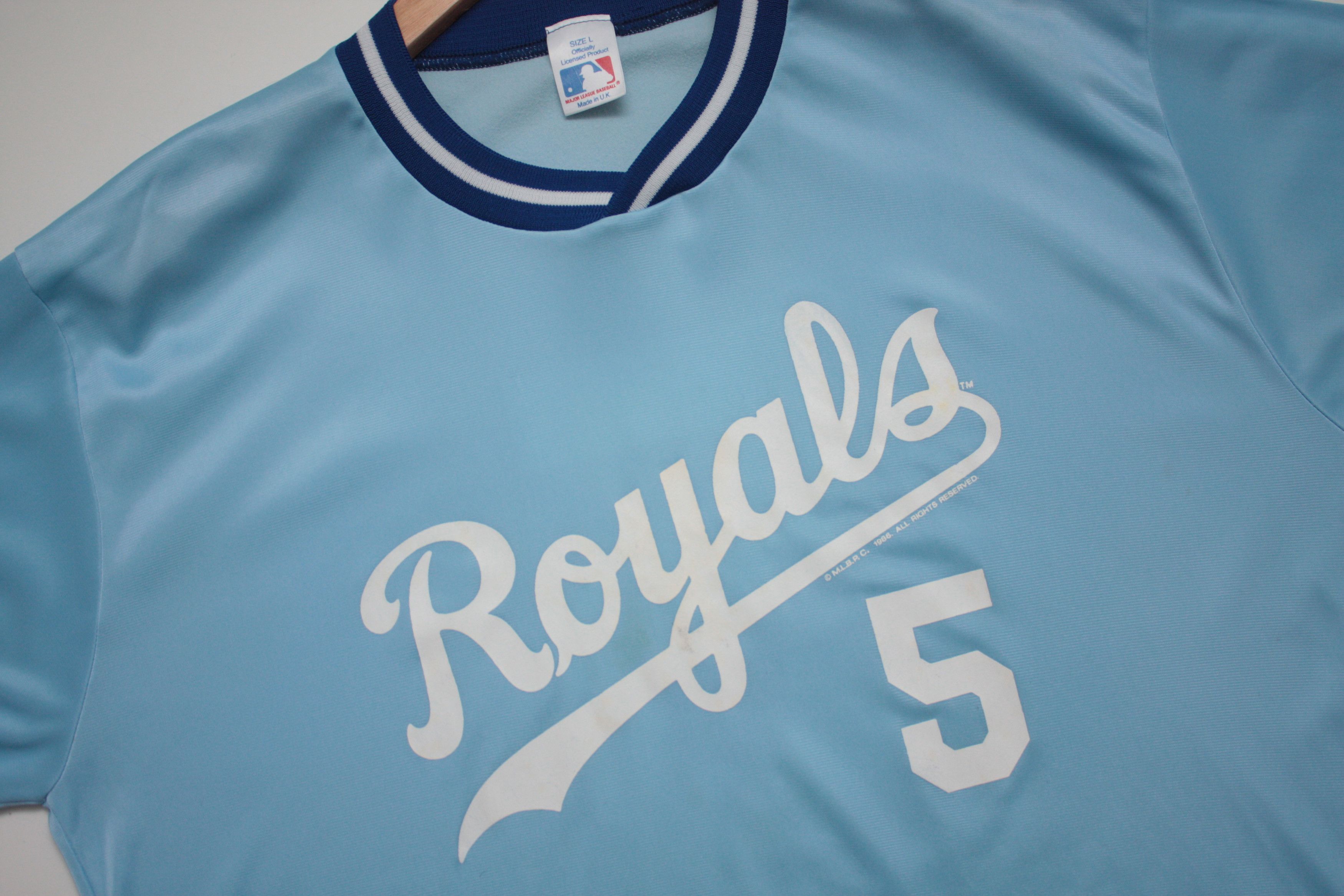 Vintage Royals 5 Major League Baseball VTG Jersey 1986 Made In UK Size US L / EU 52-54 / 3 - 3 Thumbnail