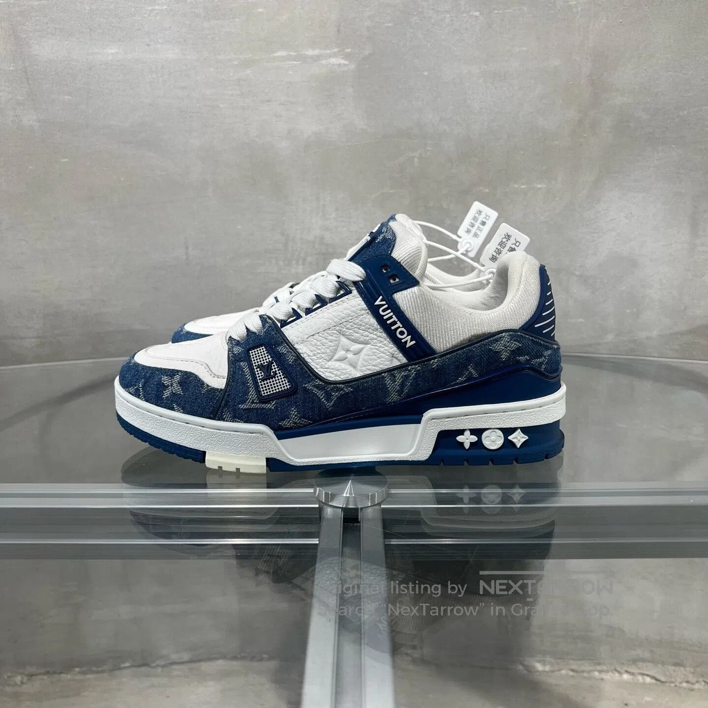 Louis Vuitton Louis Vuitton Trainer Low-Top Board Shoes Blue and White Size US 7 / IT 37 - 3 Thumbnail