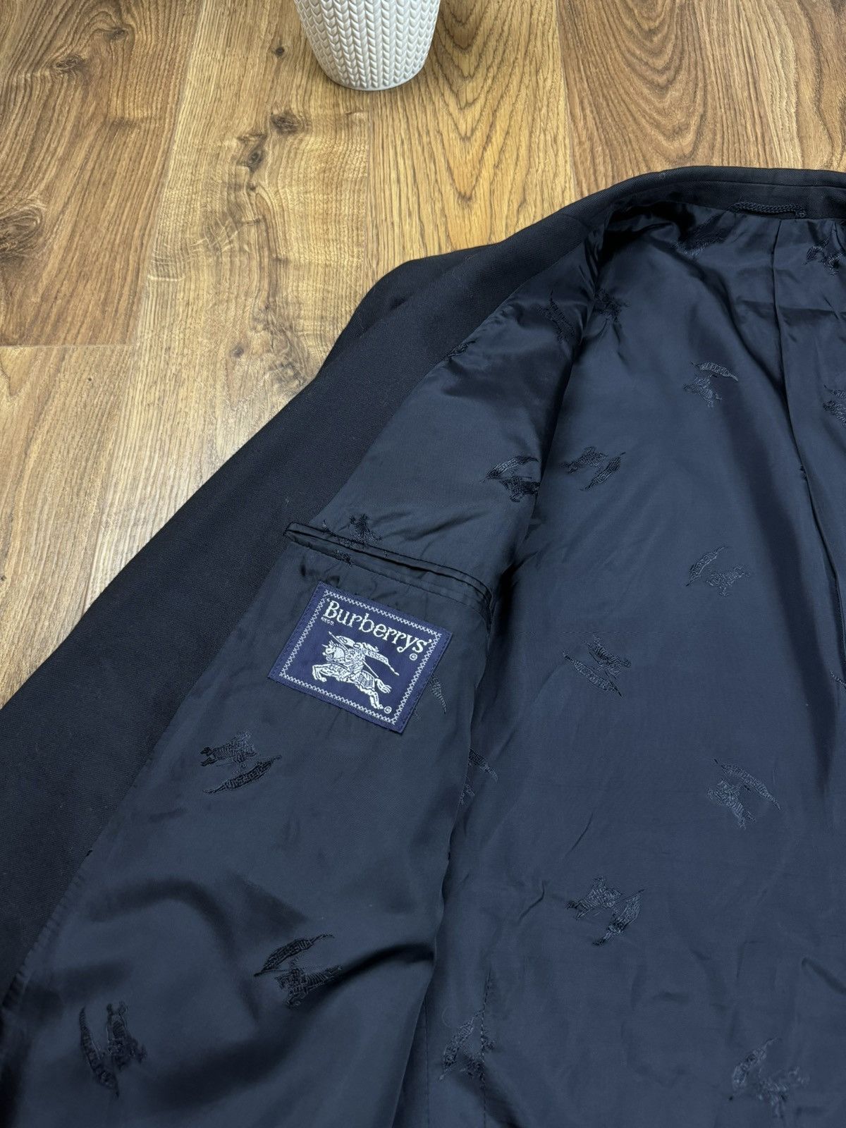 Burberry Vintage wool navy blazer Burberry original luxury item Size 54L - 3 Thumbnail