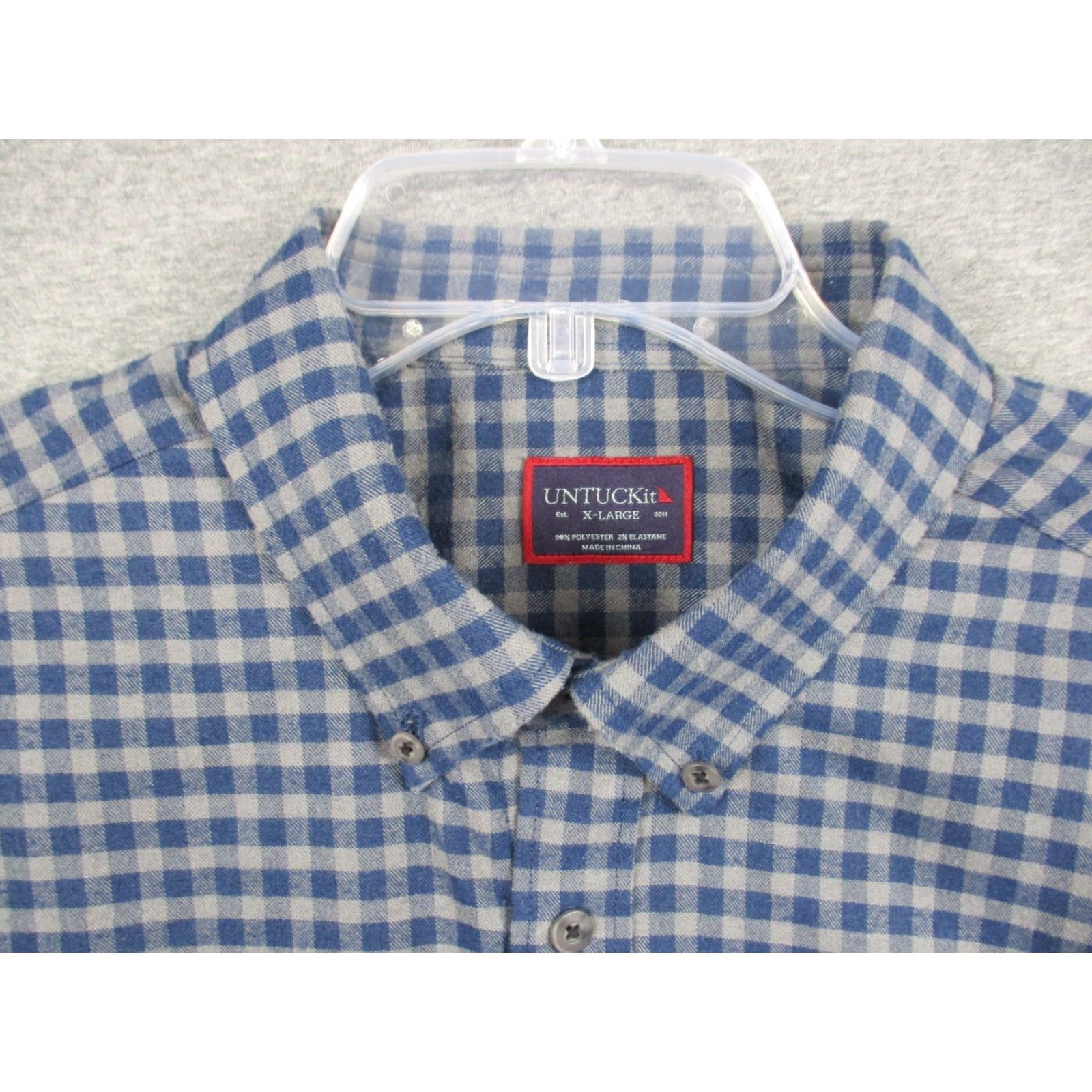UNTUCKit UNTUCKit Shirt XL Mens Blue Plaid Long Sleeve Button-Up Regular Fit Size US XL / EU 56 / 4 - 3 Thumbnail