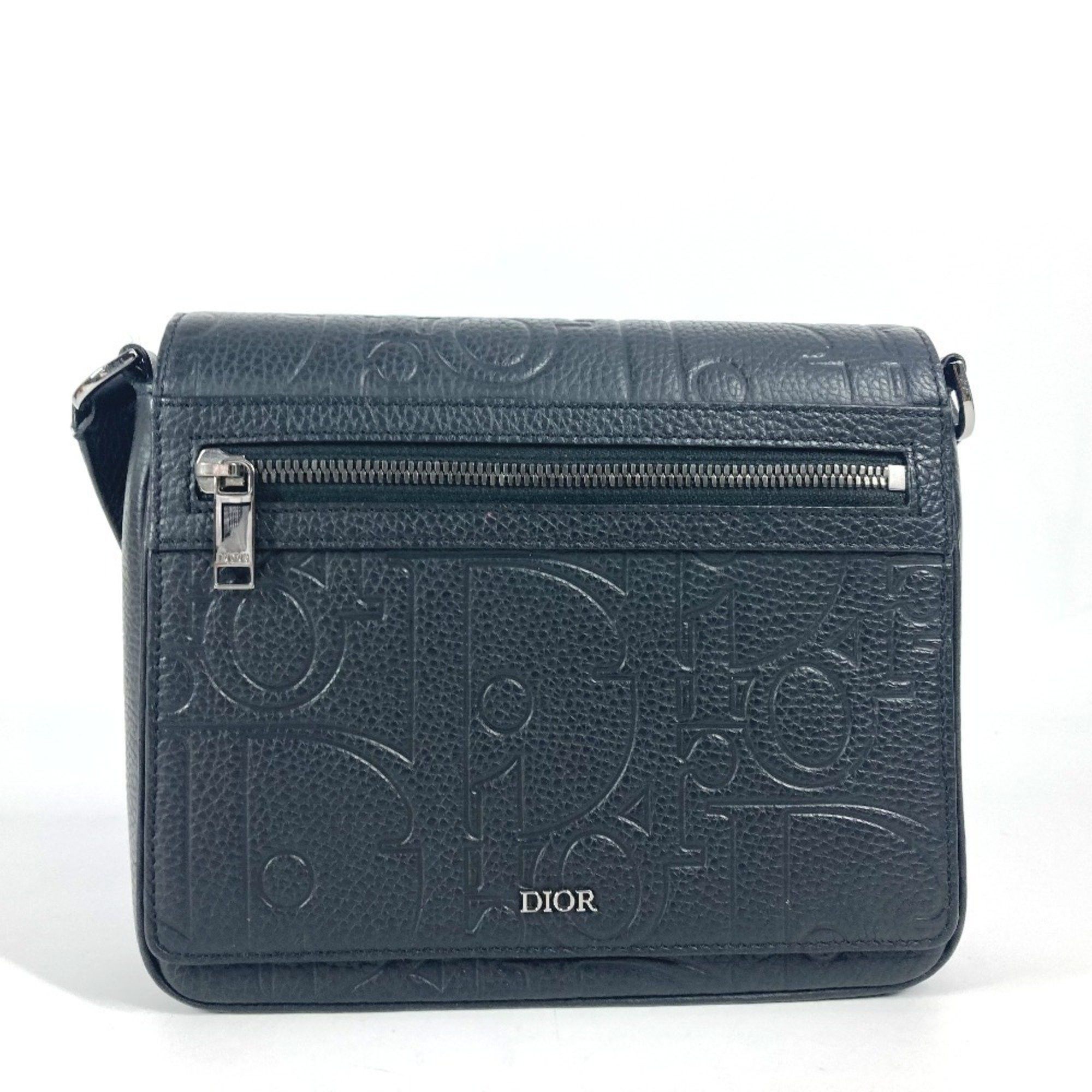 Christian Dior Dior 1Espo329Llg 24Aw Flap With All-Logo Embossed Crossbody Shoulder Bag Leather Men's Black