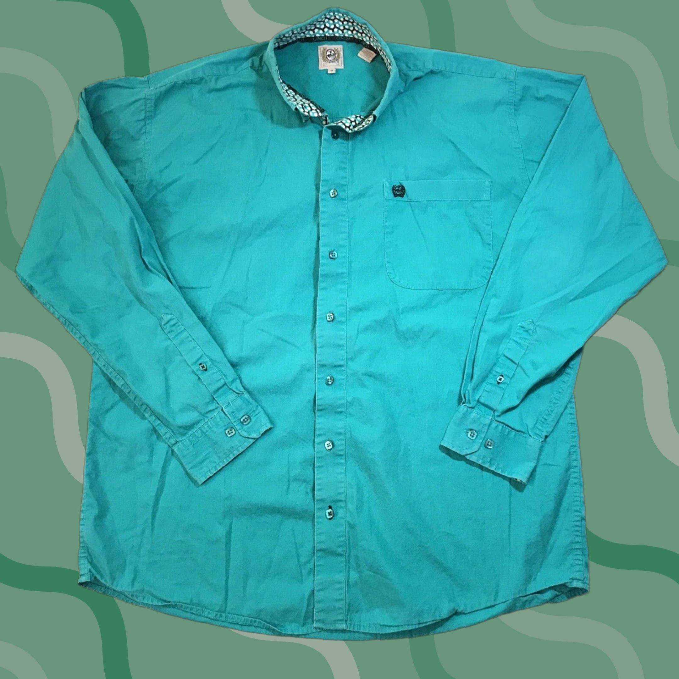 Vintage VINTAGE Cinch Western Cowboy Shirt 90s Teal Button-Up Long Sleeve Mens Size M Size US M / EU 48-50 / 2 - 1 Thumbnail