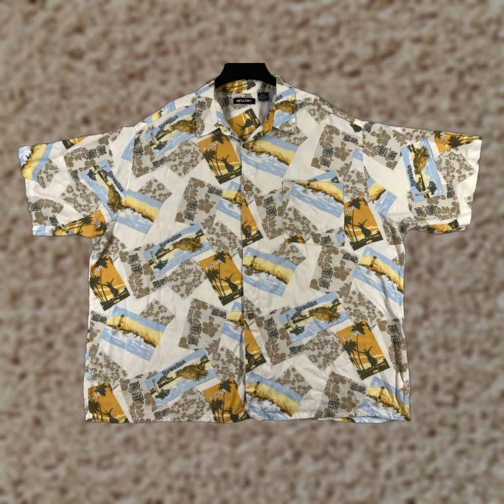 Vintage VINTAGE Puritan Shirt Mens 3XL Beige Post Card Print 100% Rayon Beach Hawaiian Shirt Beach Hawaiian 3XL Mens Beige Puritan 成人? Size US XXL / EU 58 / 5 - 1 Thumbnail