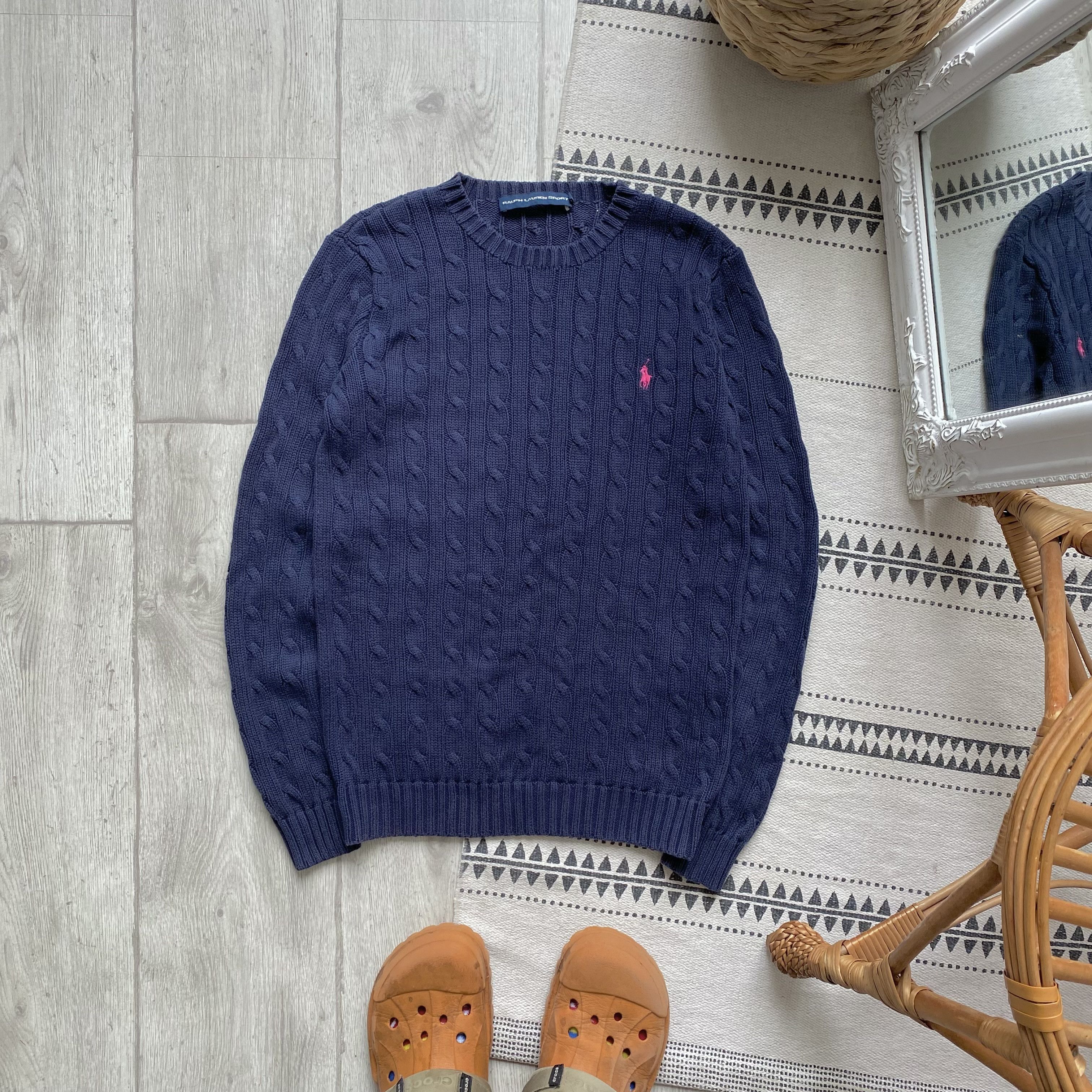 Polo Ralph Lauren 🔥90s Vintage Polo Ralph Lauren Cable Knit Sweater Faded Size S / US 4 / IT 40 - 1 Thumbnail