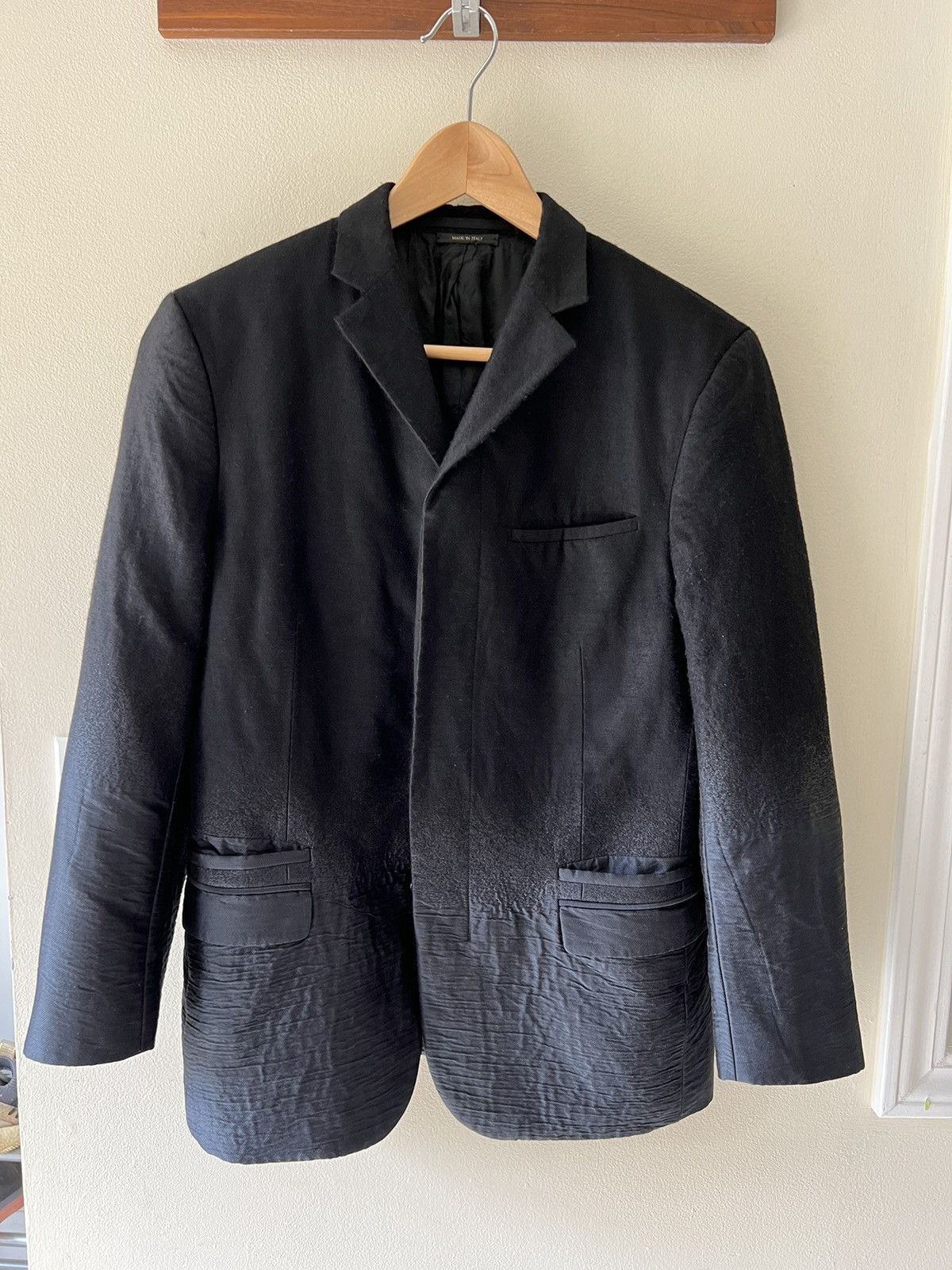image of Prada Archive Aw 07 Fused Wool And Silk Blazer in Black, Men's (Size 48R)