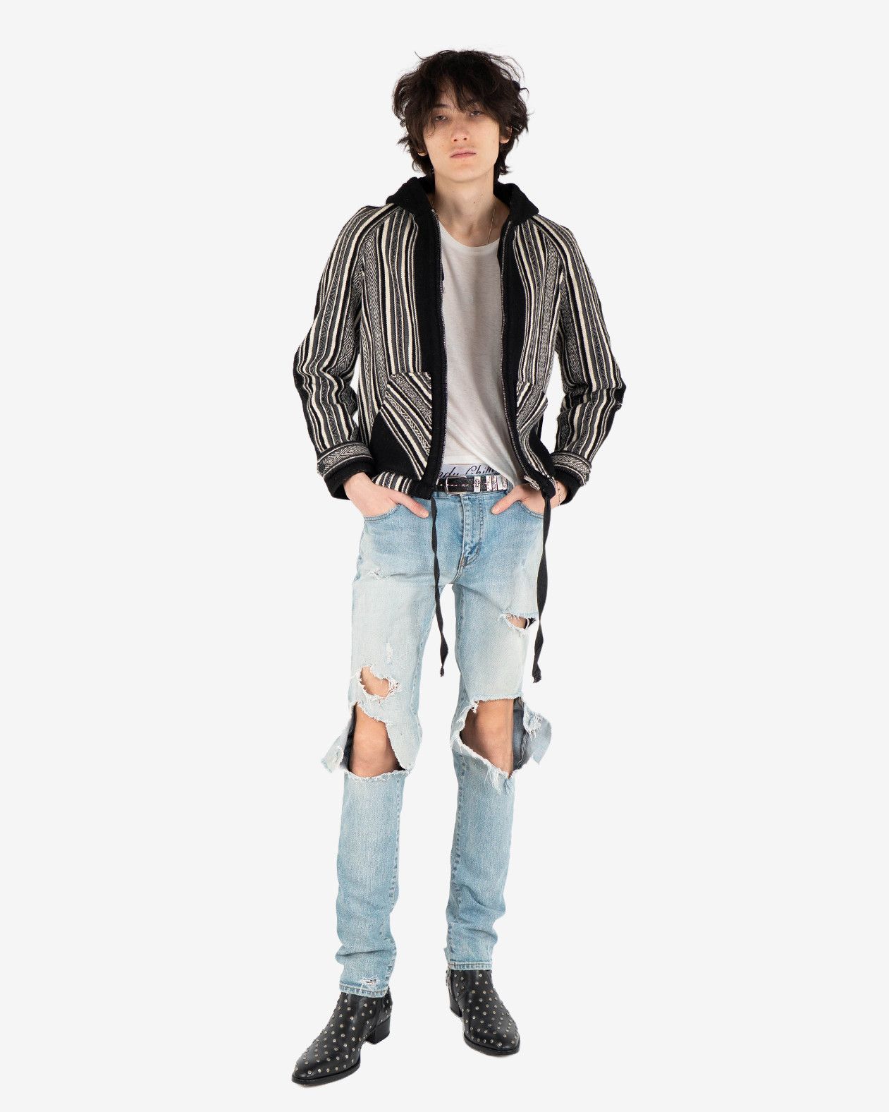 Saint Laurent Paris Black and White Baja Hooded Jacket (FW17) Size US S / EU 44-46 / 1 - 10 Thumbnail