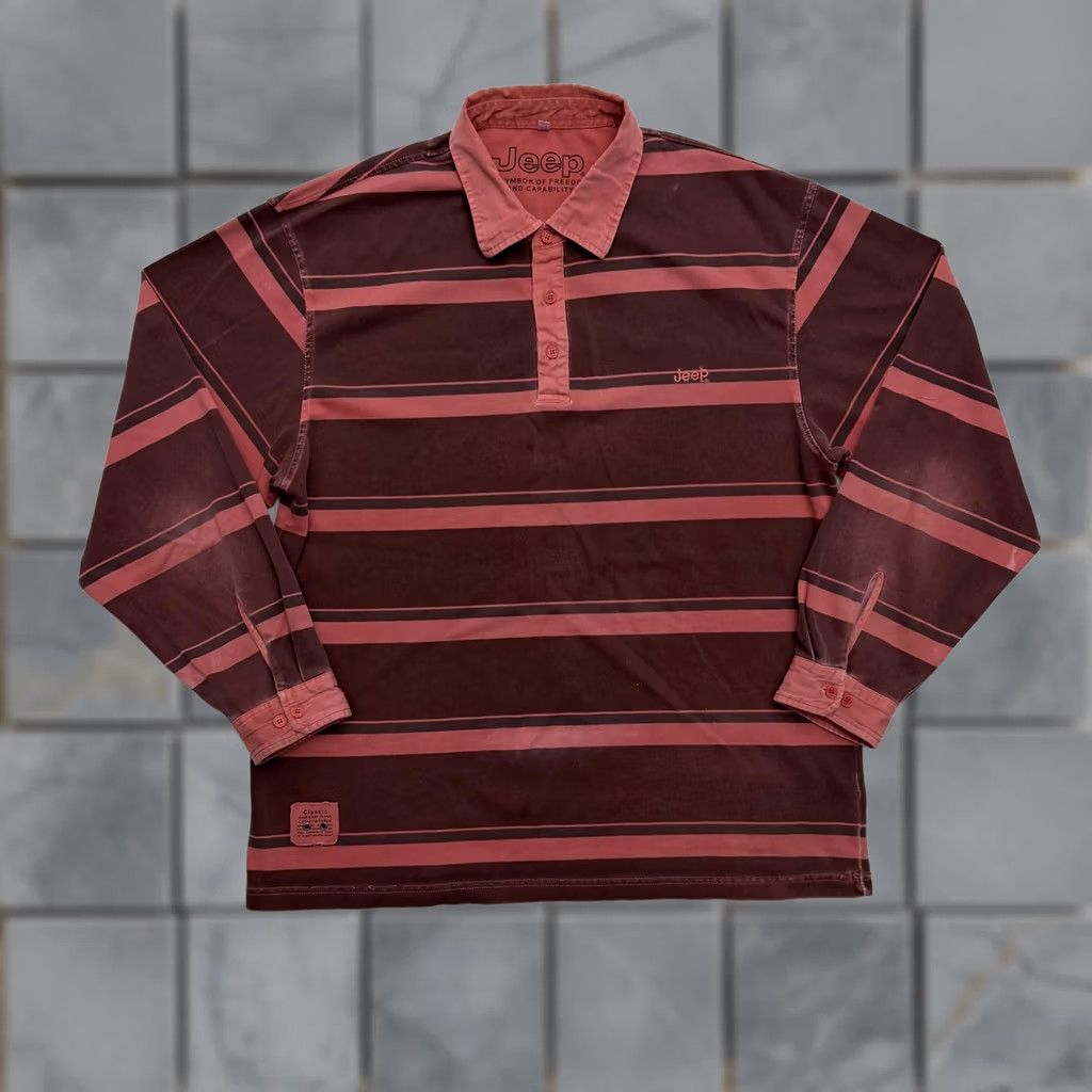 Jeep Jeep Shirt Mens 2XL Red Rugby Polo Stripe Long Sleeve Logo Casual Size US XXL / EU 58 / 5 - 1 Thumbnail