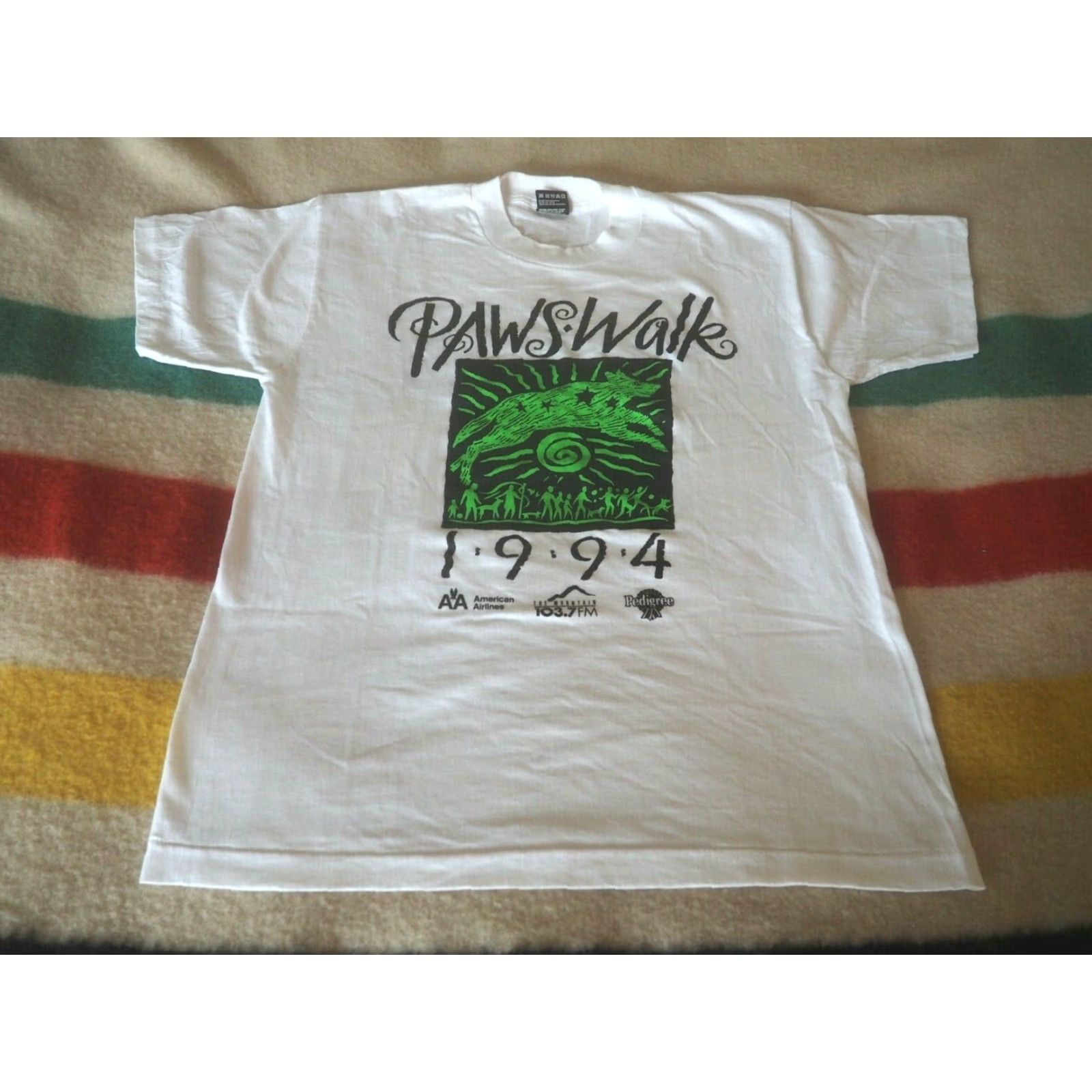 Fruit Of The Loom VTG 90s Fruit of the Loom PAWS WALK 1994 Pedigree White Graphic Tee T-Shirt L EUC Unisex Short Sleeve Cotton Shirt Boys/Girls? Size US L / EU 52-54 / 3 - 2 Thumbnail