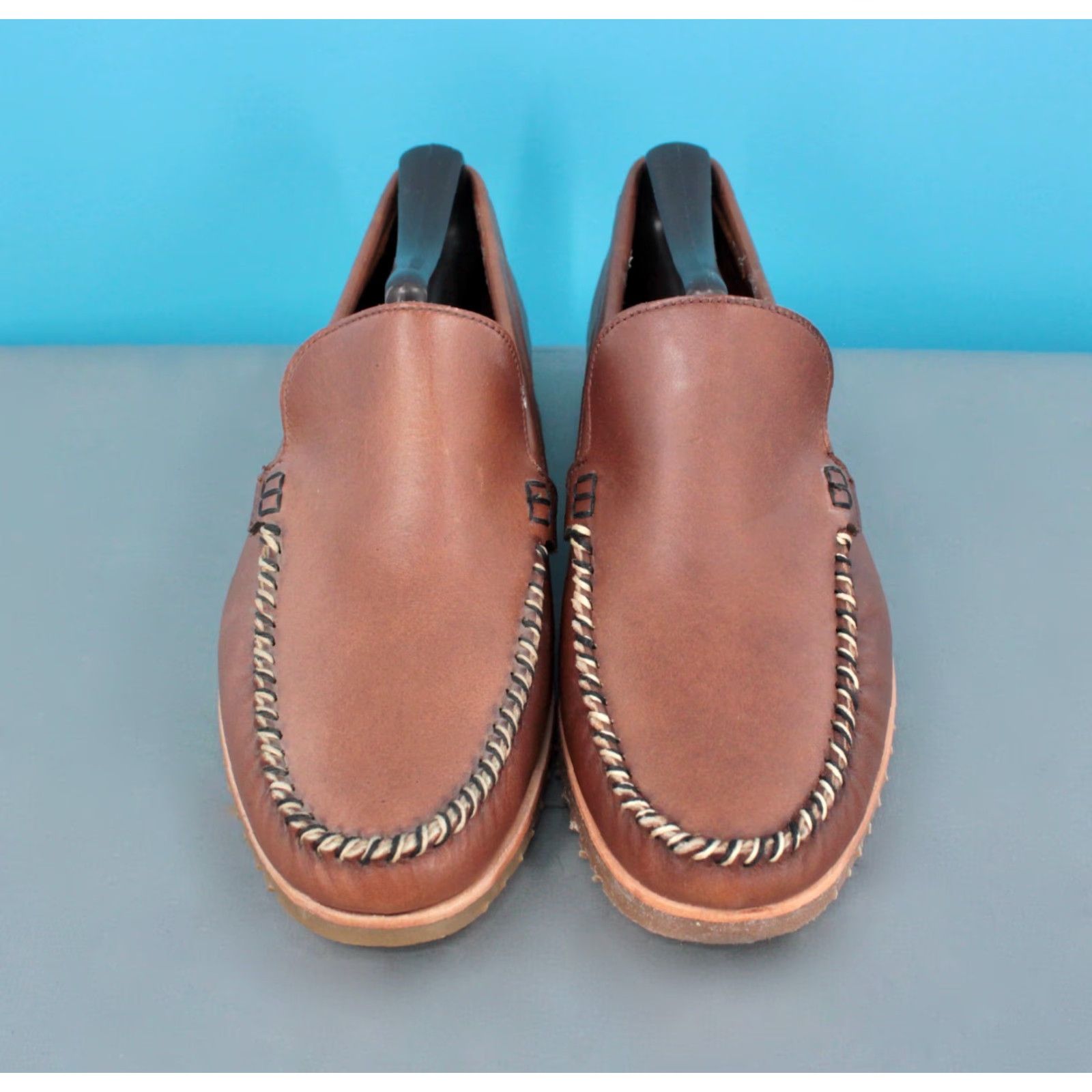 Hush Puppies VINTAGE Hush Puppies Loafers Men's 70s Brown Leather Size 7 M 1970s Disco Style Shoes Size ONE SIZE - 2 Thumbnail