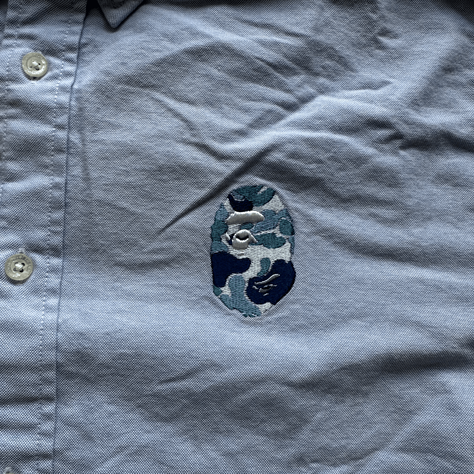 Bape ABC Bape Camo One Point Relaxed Fit Shirt Blue Button Down Size US XL / EU 56 / 4 - 2 Thumbnail