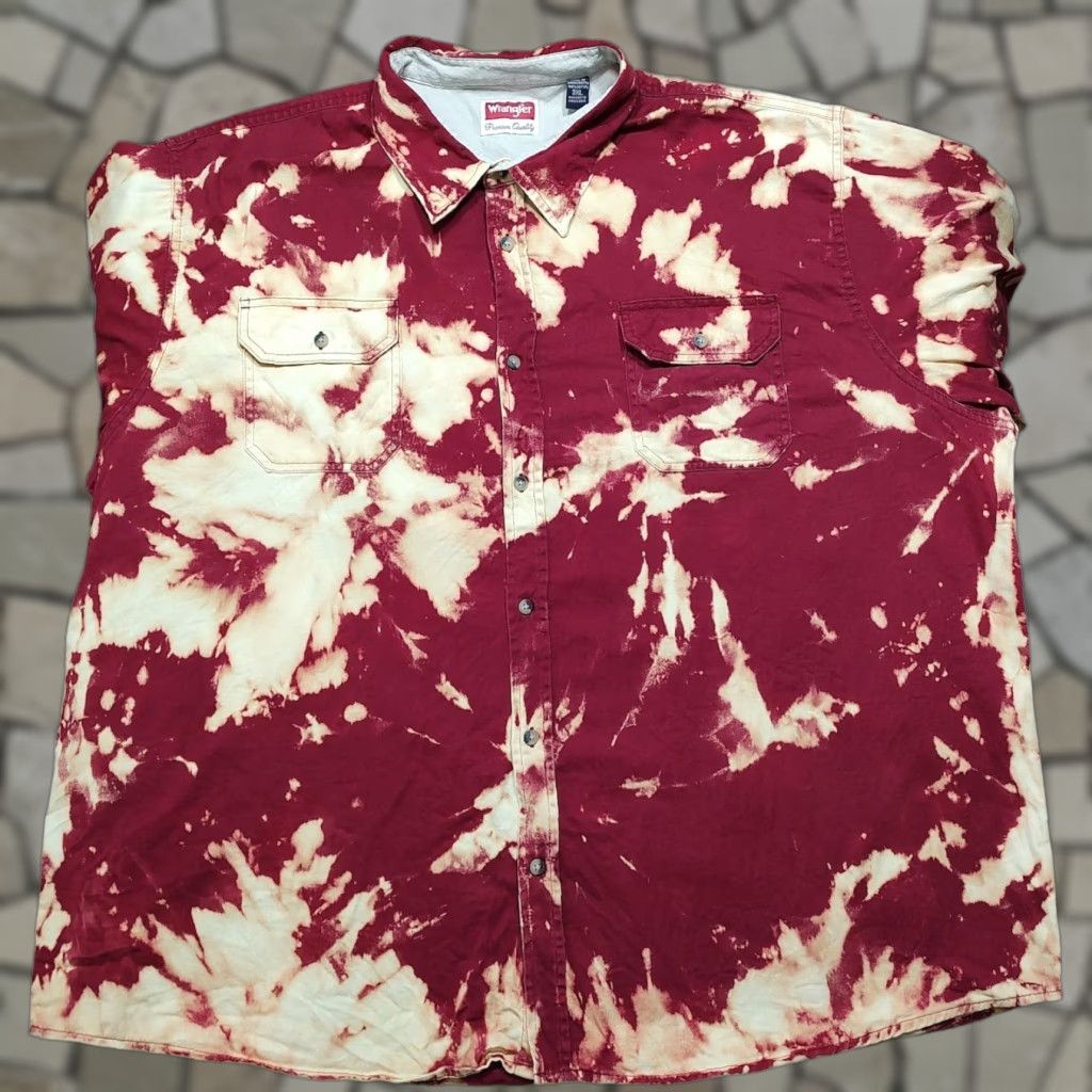Wrangler VINTAGE Wrangler Shirt 3XL Men Tie Dye Red Flannel Pockets Decorative Easy Care 80s 90s Bohemian Western Cowboy Western Shirt Mens Size US XXL / EU 58 / 5 - 1 Thumbnail