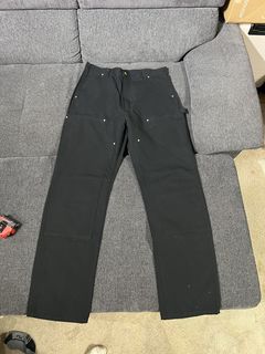 VINTAGE CARHARTT CARPENTER DOUBLE KNEE BLACK PANTS SIZE 34X34 MADE IN –  Vintage rare usa