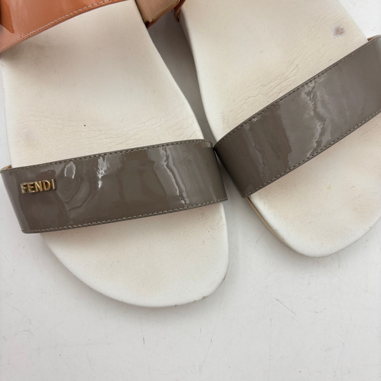 Fendi Fendi Multicolor Patent Leather Slingback Flat Sandals Size US 9 / IT 39 - 12 Thumbnail