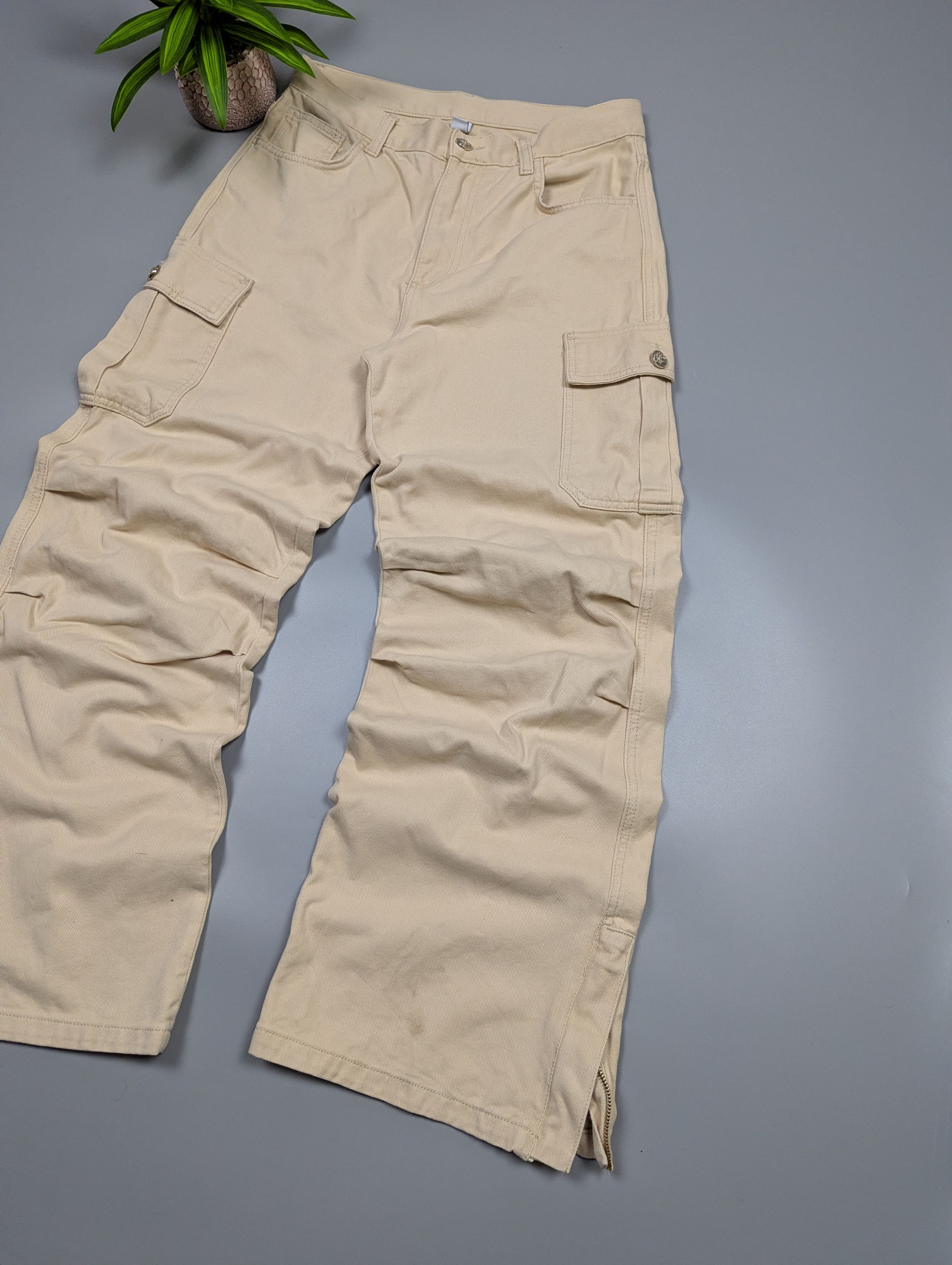 Liu Jo Liu Jo Y2K Beige Wide Leg Cargo Pants Multi Pocket Baggy Size 31" - 2 Thumbnail