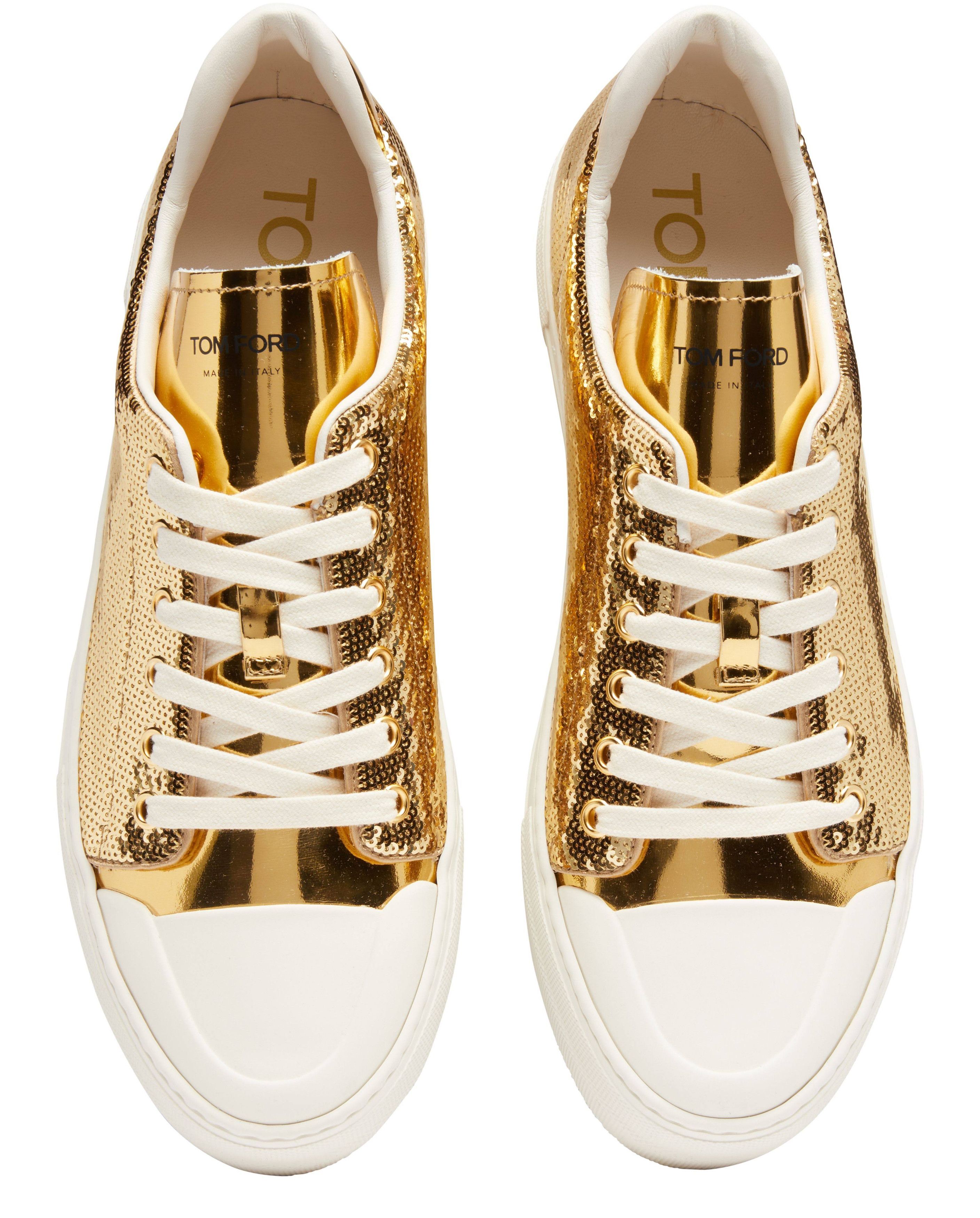 Tom Ford o1loc1c0924 W2878 Low-Top Sneakers in White/Gold Size US 10 / IT 40 - 4 Thumbnail
