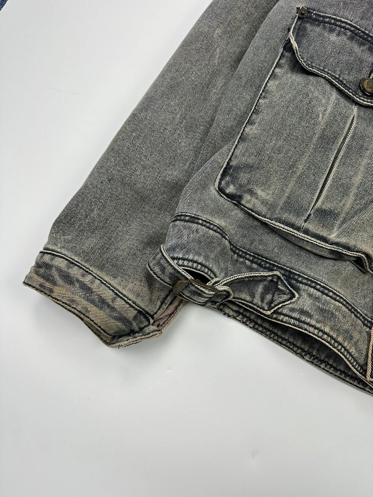 Armani Armani Jeans 90’s Heavy Grey Faded Denim Jacket Coat Size US L / EU 52-54 / 3 - 3 Thumbnail
