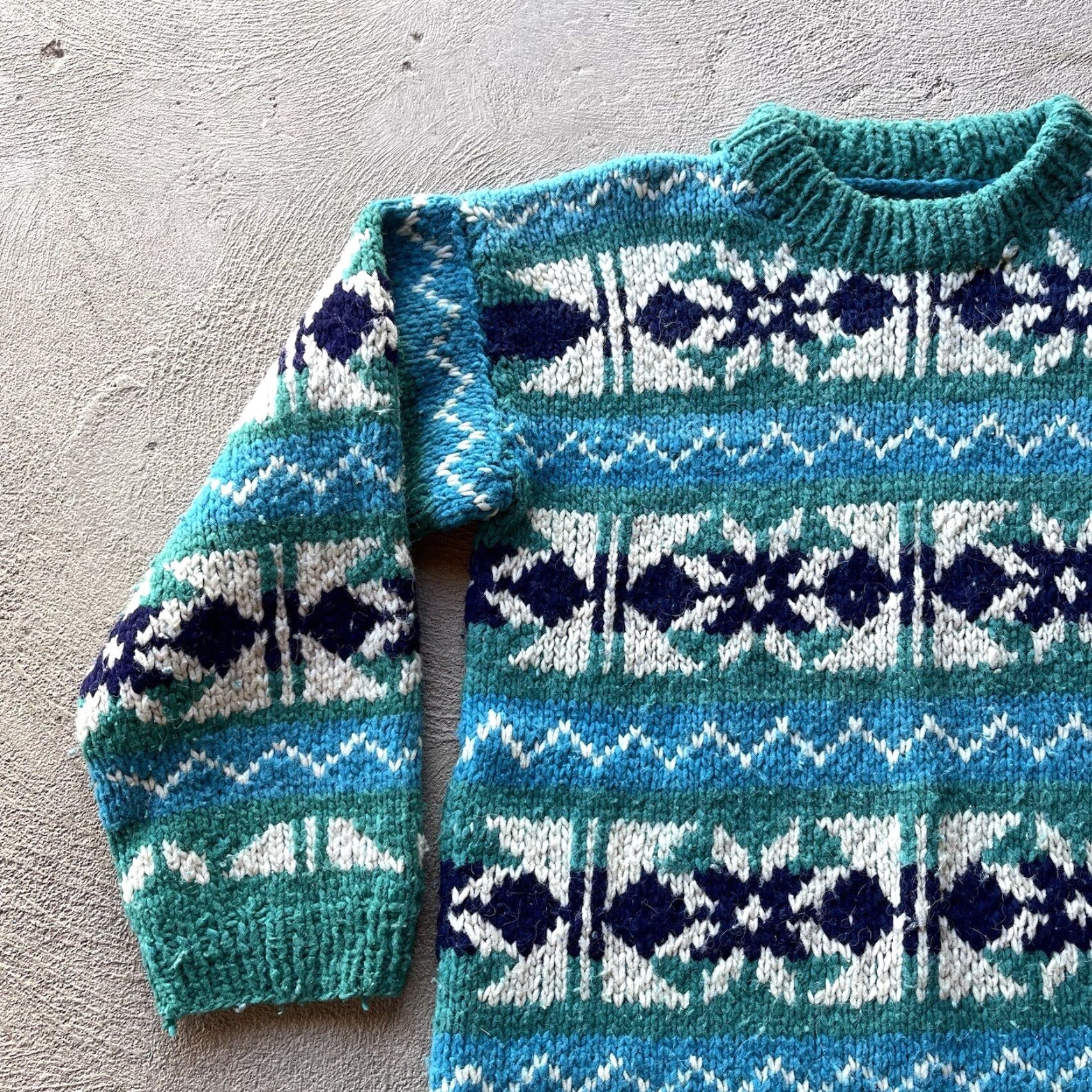 Vintage VINTAGE Amos Andes Sweater Mens Medium Knit Pullover Green Wool Crew Neck 90s Outdoor Geometric Pattern Mens Size US M / EU 48-50 / 2 - 4 Thumbnail