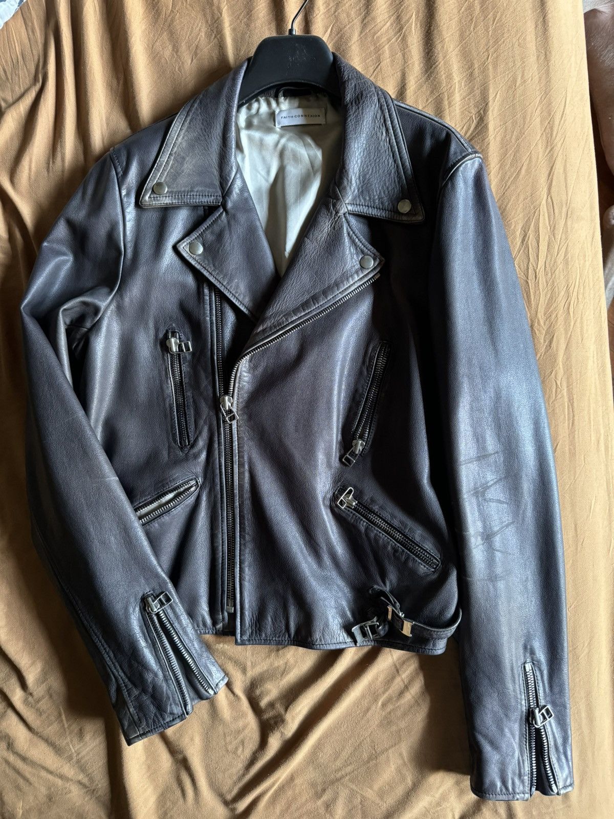 Faith Connexion Black Distressed leather Jacket Size US L / EU 52-54 / 3 - 3 Thumbnail