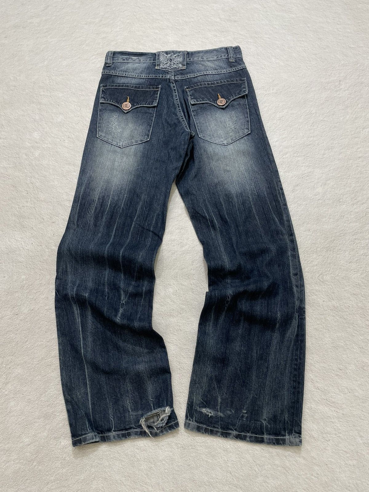 Number (N)ine 2000s Kapital Dark Indigo Denim Washed Distressed ifsix LGB Size US 31 - 7 Thumbnail
