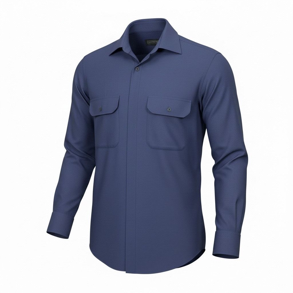 Stefano Ricci Stefano Ricci Textured Cotton Dress Shirt In Navy 46IT/36US Size US S / EU 44-46 / 1 - 1 Thumbnail