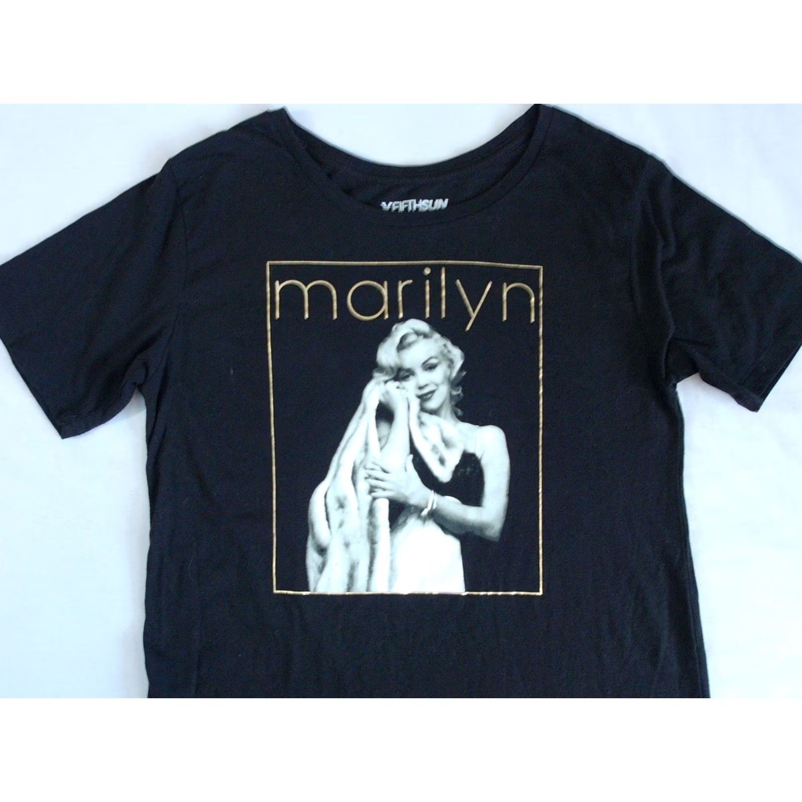 Vintage VINTAGE Fifth Sun Marilyn Monroe XL Women's T-Shirt Black Short Sleeve Glitter Size XL / US 12-14 / IT 48-50 - 3 Thumbnail