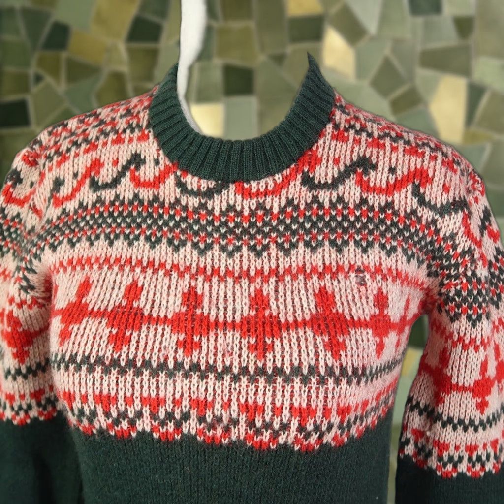 Vintage VINTAGE Pilgrim Sweater Fair Isle Nordic Wool Crew Neck Long Sleeve Women S Size S Green Red Pattern Winter Fall Size S / US 4 / IT 40 - 1 Thumbnail