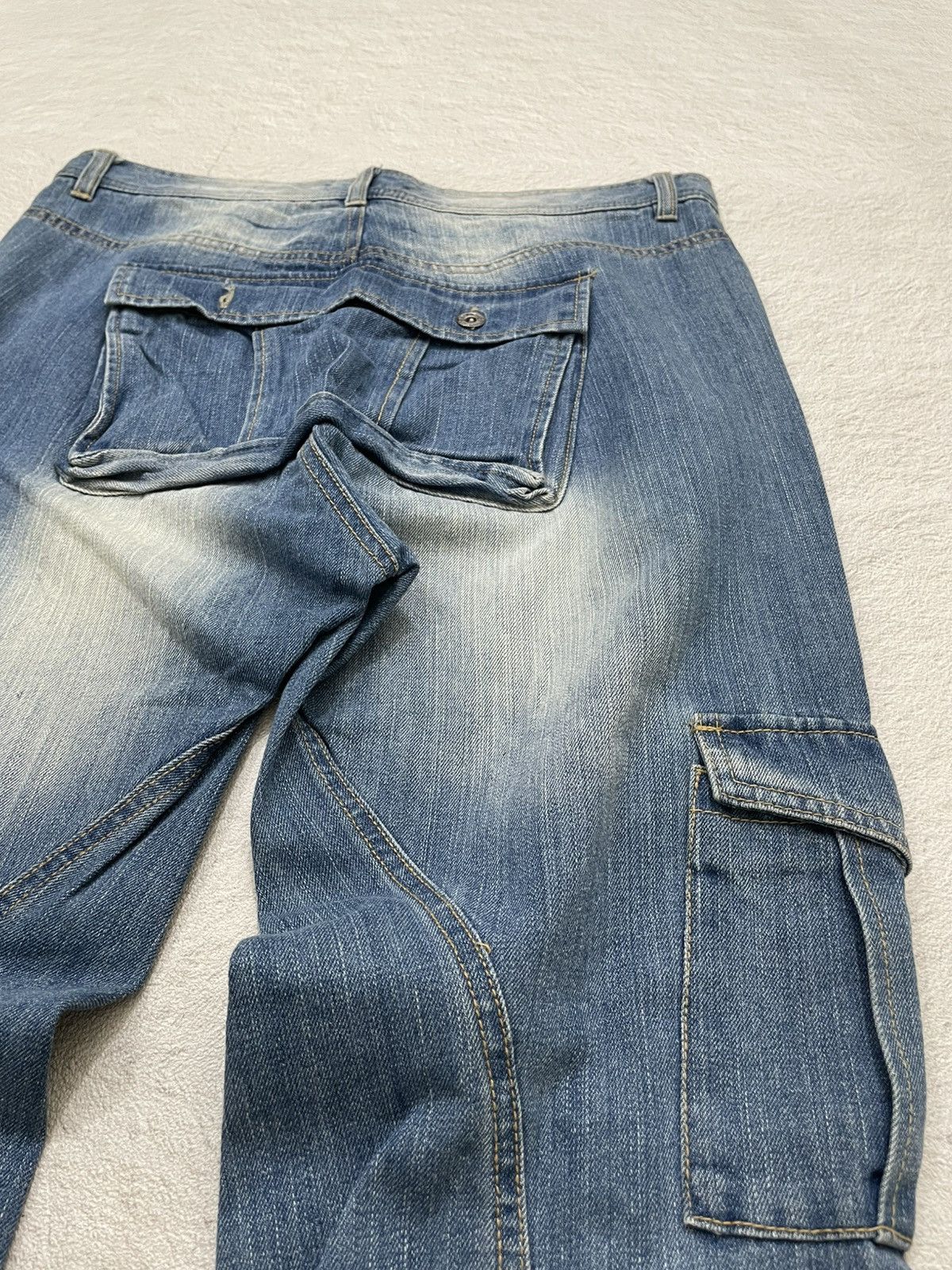 If Six Was Nine 2000s Cargo Monkey Pants Stonewash Denim Y2K Size US 33 - 7 Thumbnail