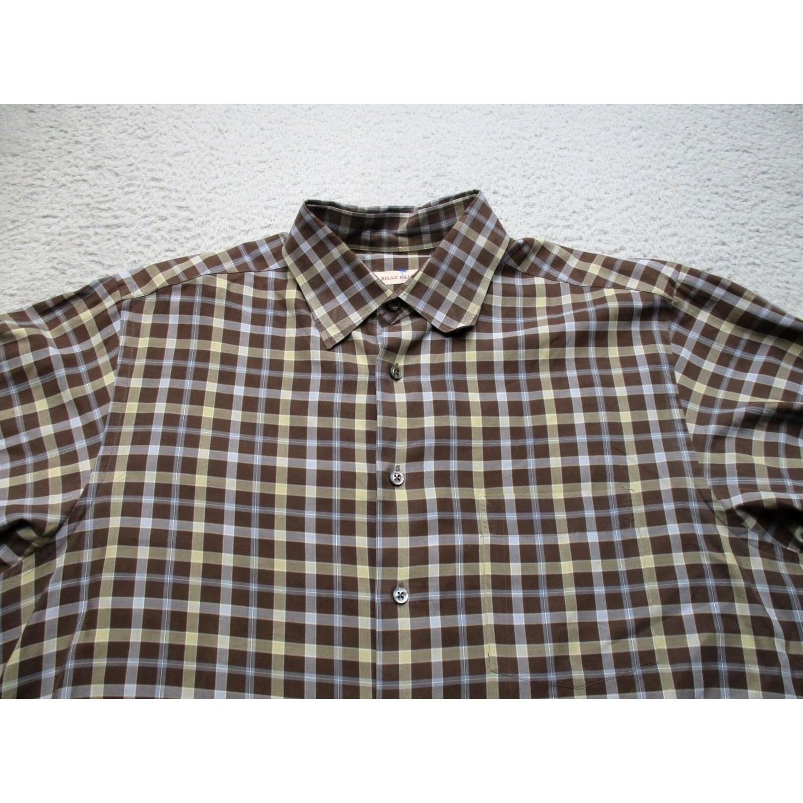 Billy Reid Billy Reid Shirt Mens XL Brown Plaid Button Front Long Sleeve Made In Italy Size US XL / EU 56 / 4 - 2 Thumbnail