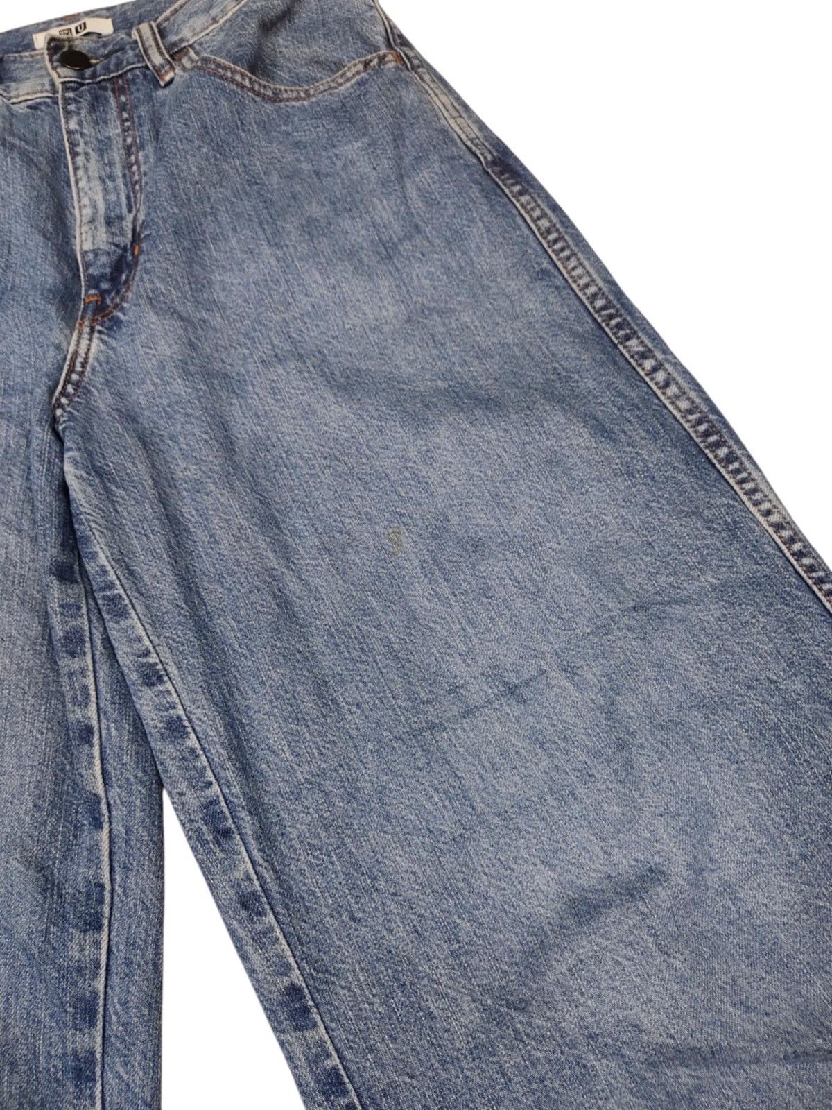 Japanese Brand × Uniqlo Uniqlo U Wide leg distressed Denim jacket Size 29" - 6 Thumbnail