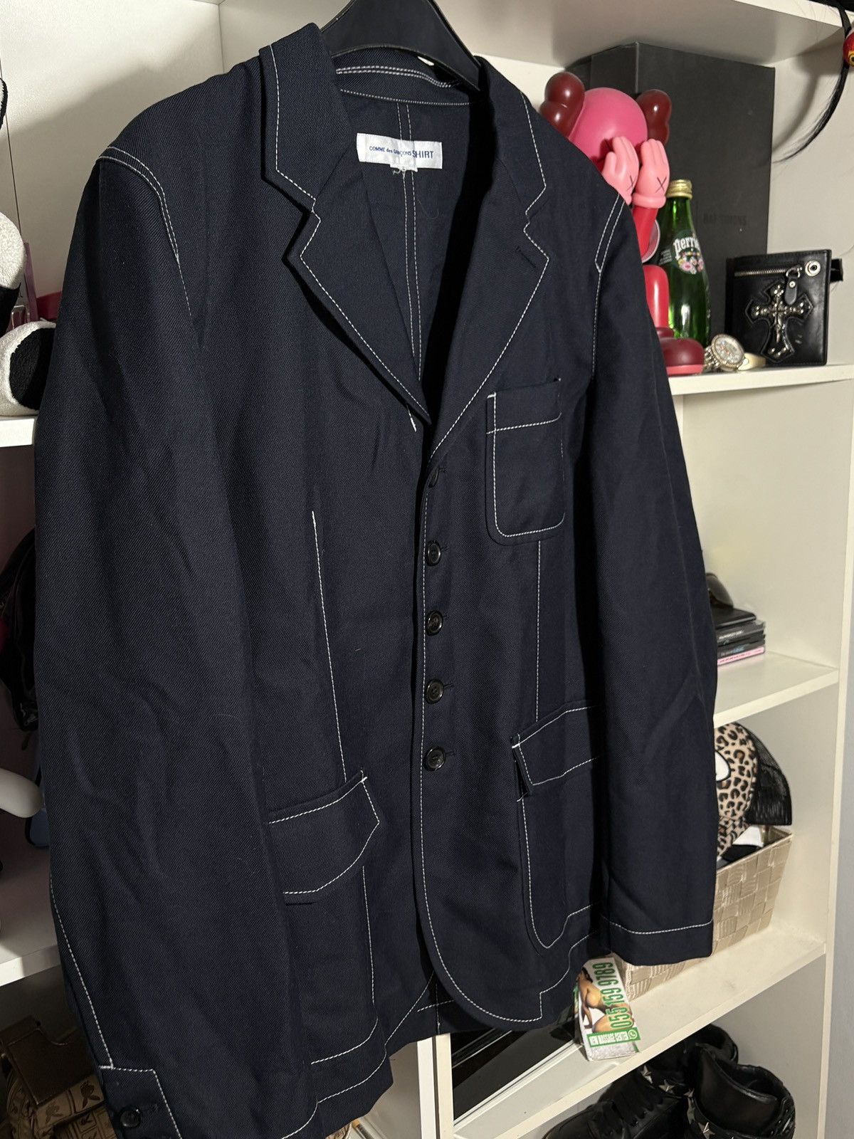 Comme des Garcons COMME des GARCONS SHIRT CONTRAST STITCH WOOL BLEND JACKET Size L / US 10 / IT 46 - 4 Thumbnail