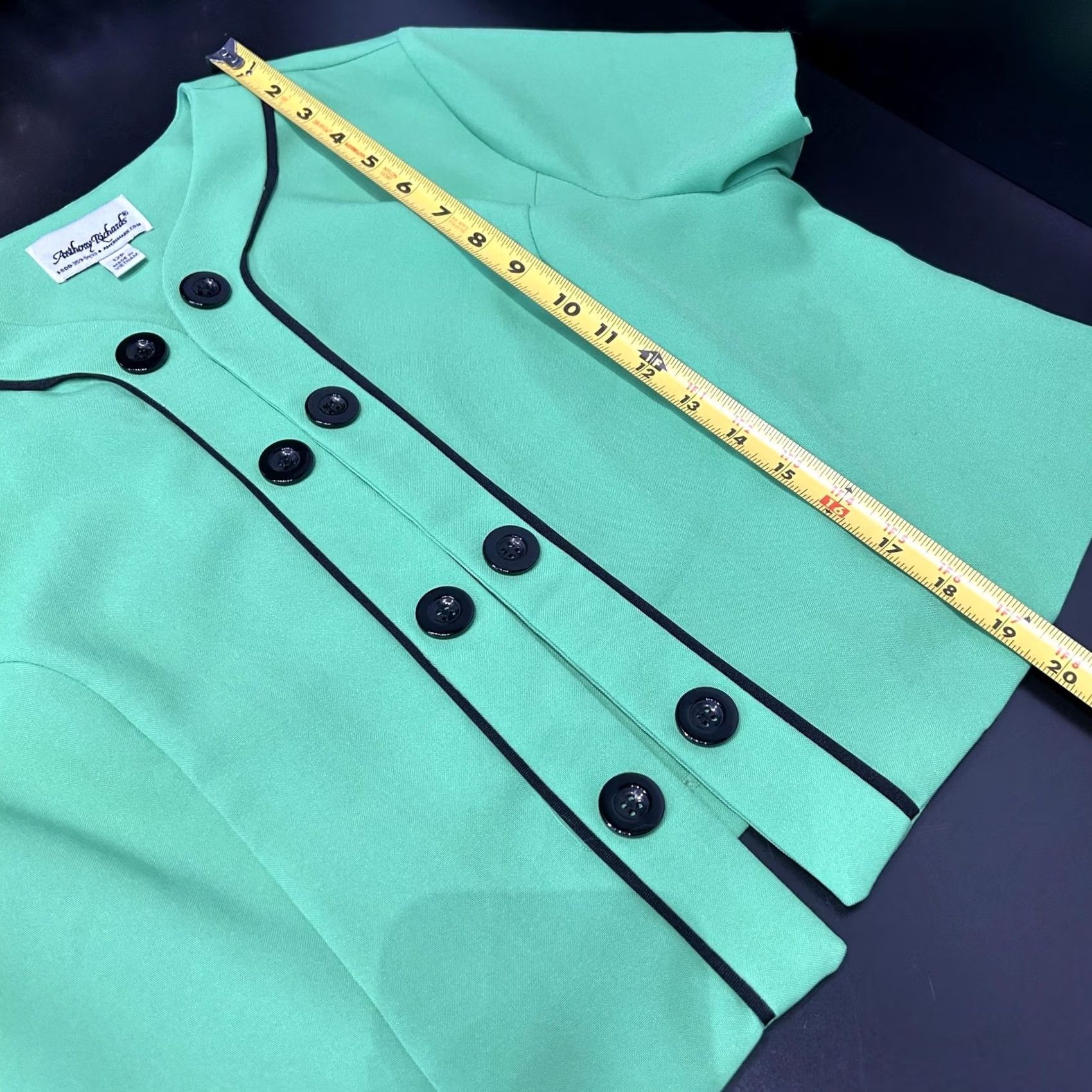 Vintage VINTAGE Anthony Richards Blouse Shirt Womens 12P Green Button Front Short Sleeve Top Size XL / US 12-14 / IT 48-50 - 7 Thumbnail