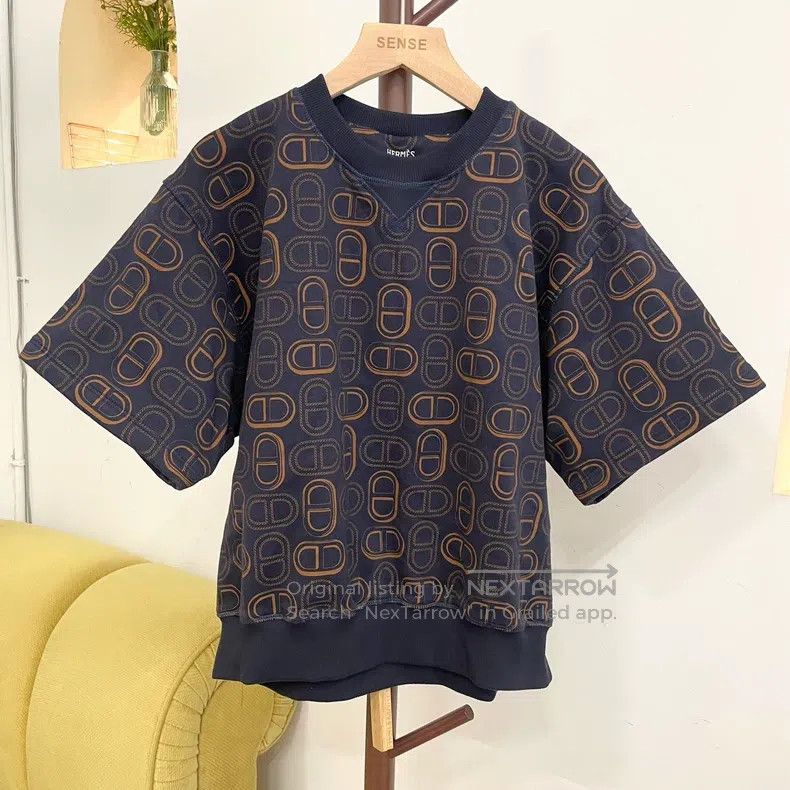 Hermes Classic pig nose button pattern logo knit short sle