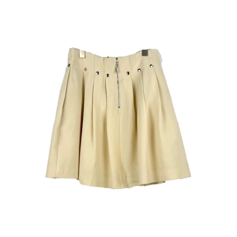 Louis Vuitton Louis Vuitton Beige silver buttoned pleated skirt 2505-Next Size 35" - 2 Thumbnail