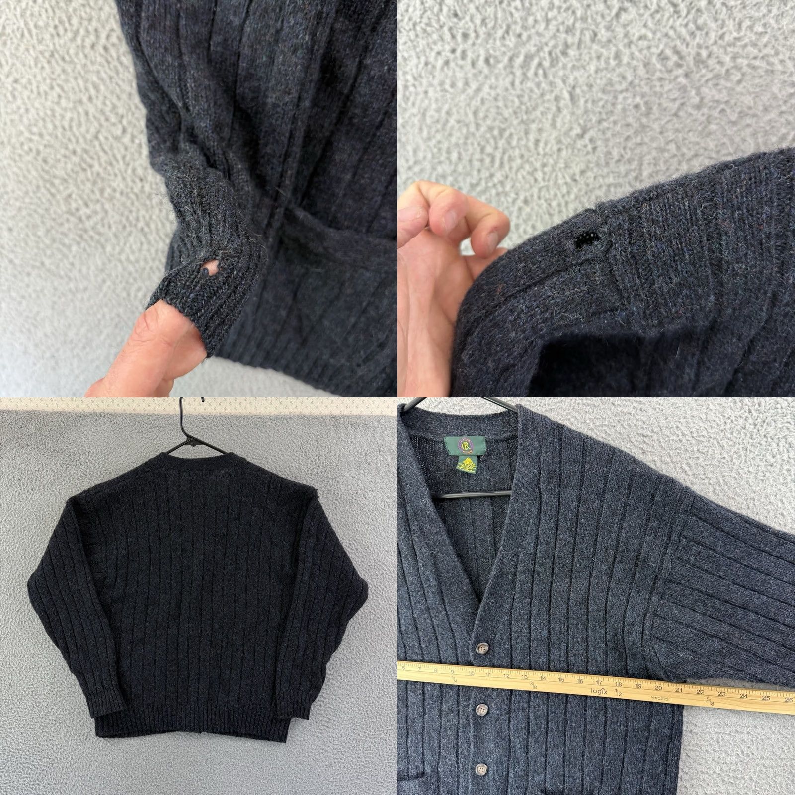 Club Room VINTAGE Club Room Sweater Cardigan Mens Medium Blue 90s Shetland Wool Fisherman Knit 100% Wool Size US M / EU 48-50 / 2 - 8 Thumbnail