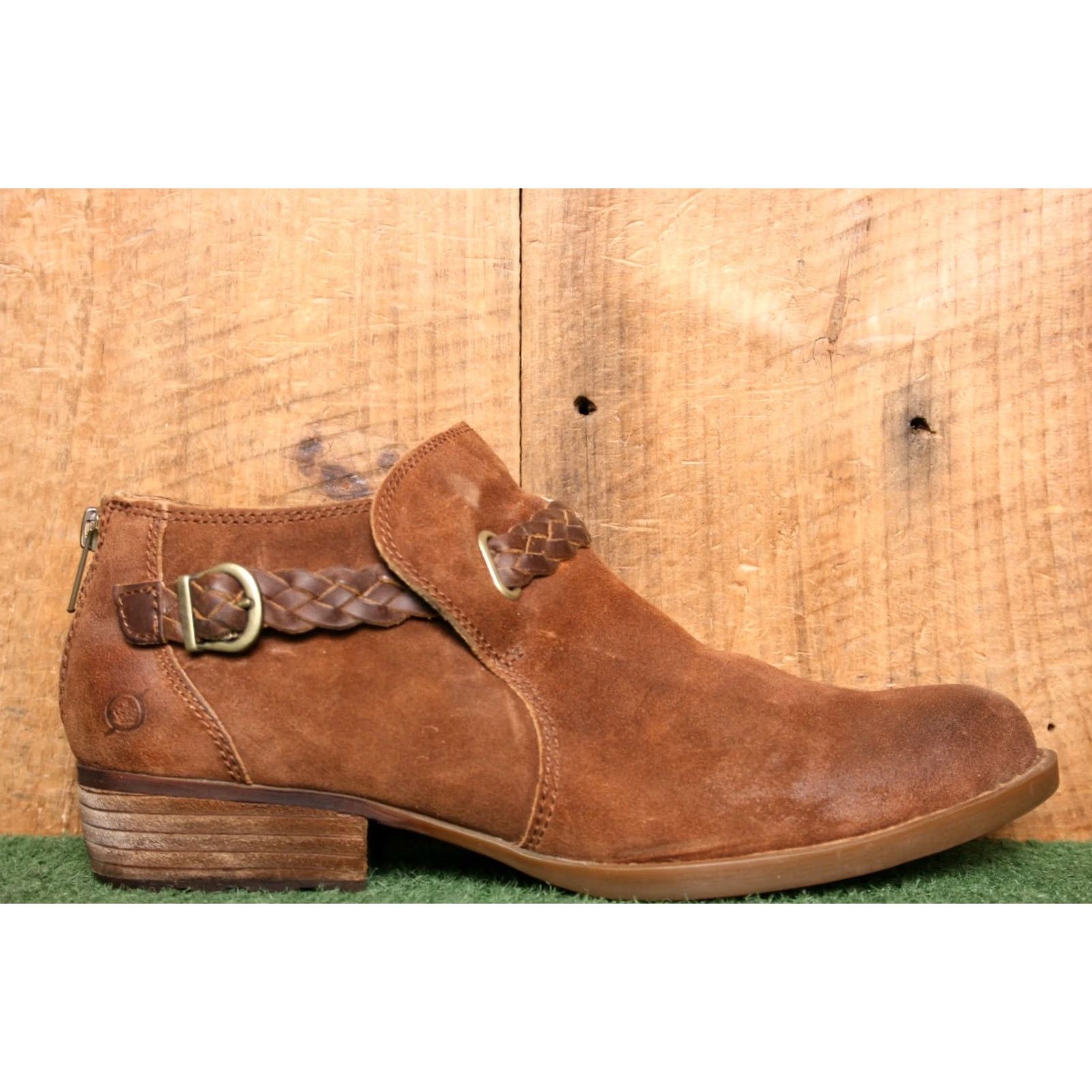 Born Børn Sylvia Burnished Suede Bootie Sz. 10M Brown Low Ankle Boots Block Heel Women Shoes Size US 10 / IT 40 - 2 Thumbnail