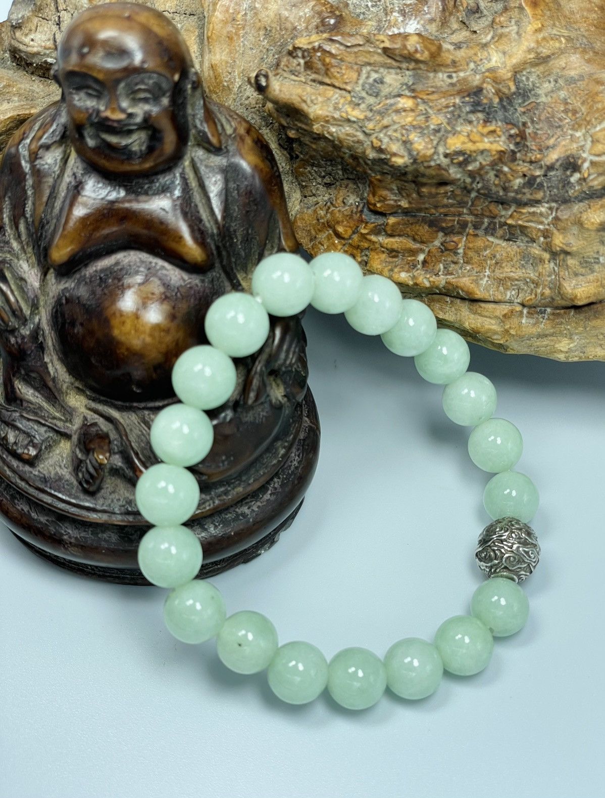 Handmade Icy Translucent Untreated Jadeite Jade Beaded Bracelet Size ONE SIZE - 2 Thumbnail