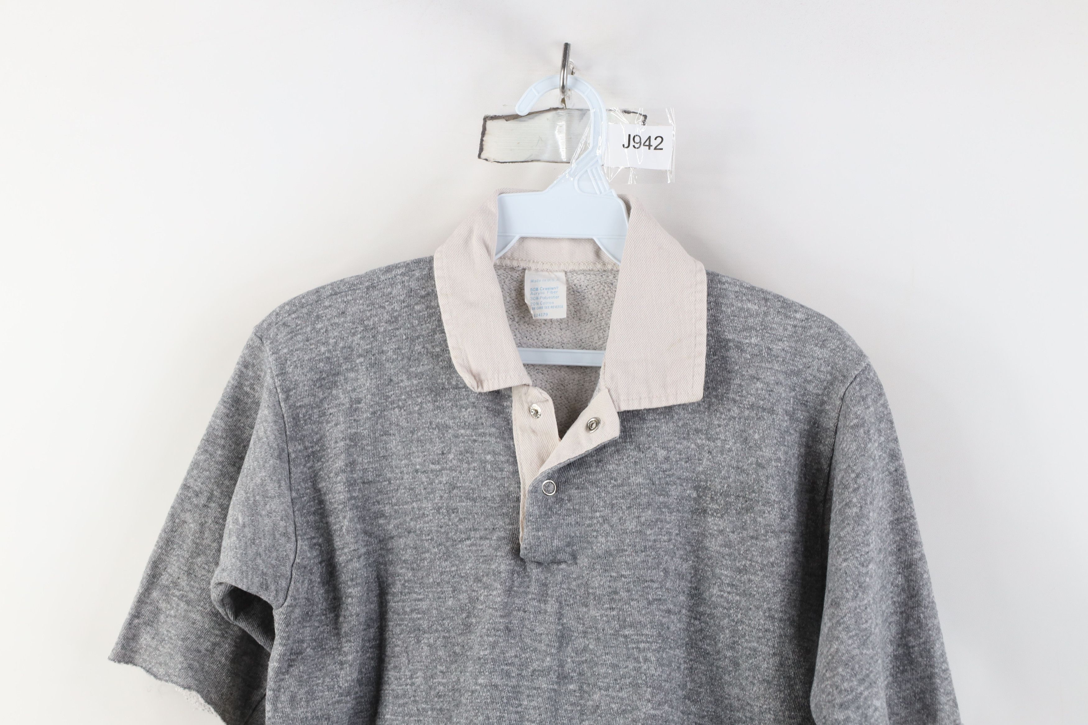 Vintage Vintage 60s 70s Collared Short Sleeve Sweatshirt Gray USA Size US S / EU 44-46 / 1 - 2 Thumbnail