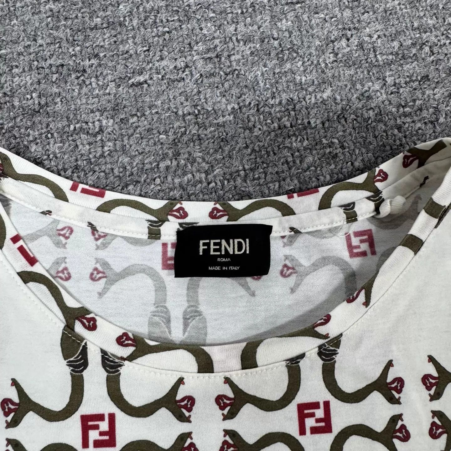 Fendi Fendi White Allover FF Snake Print Short Sleeve T-Shirt S Size US S / EU 44-46 / 1 - 4 Thumbnail