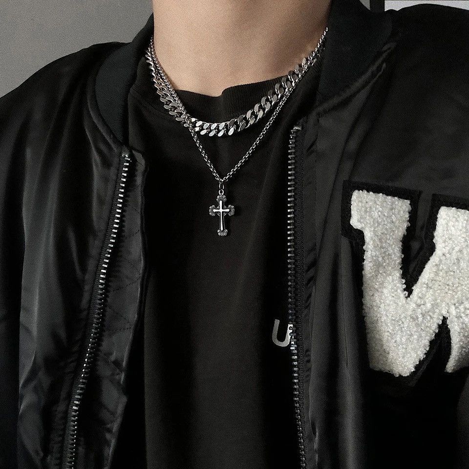 Jewelry Double Layer Chain Cross Necklace Size ONE SIZE - 3 Thumbnail
