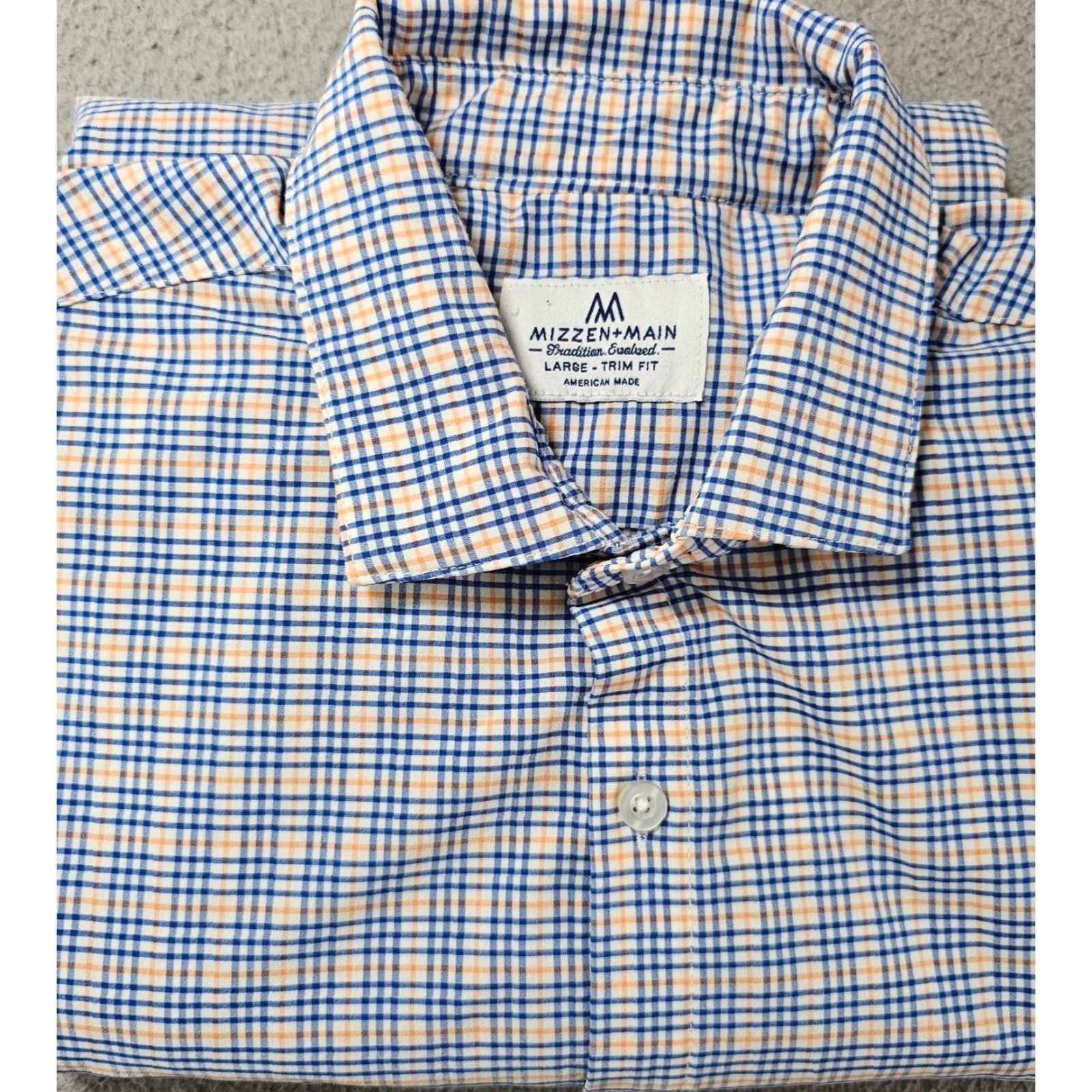 Mizzen+Main Mizzen+Main Dress Shirt Mens Large Blue Check Button-Up Collared Long Sleeve Size 42R - 2 Thumbnail