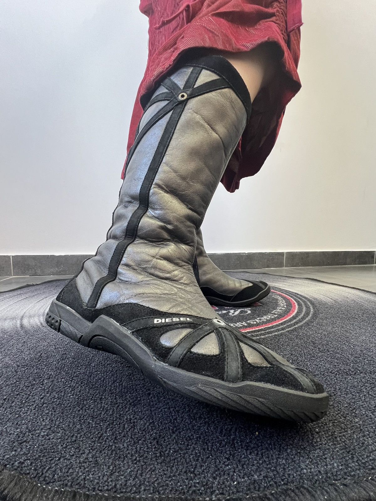 Y2k Archive Diesel Leather Motorcycle Boots - Etsy
